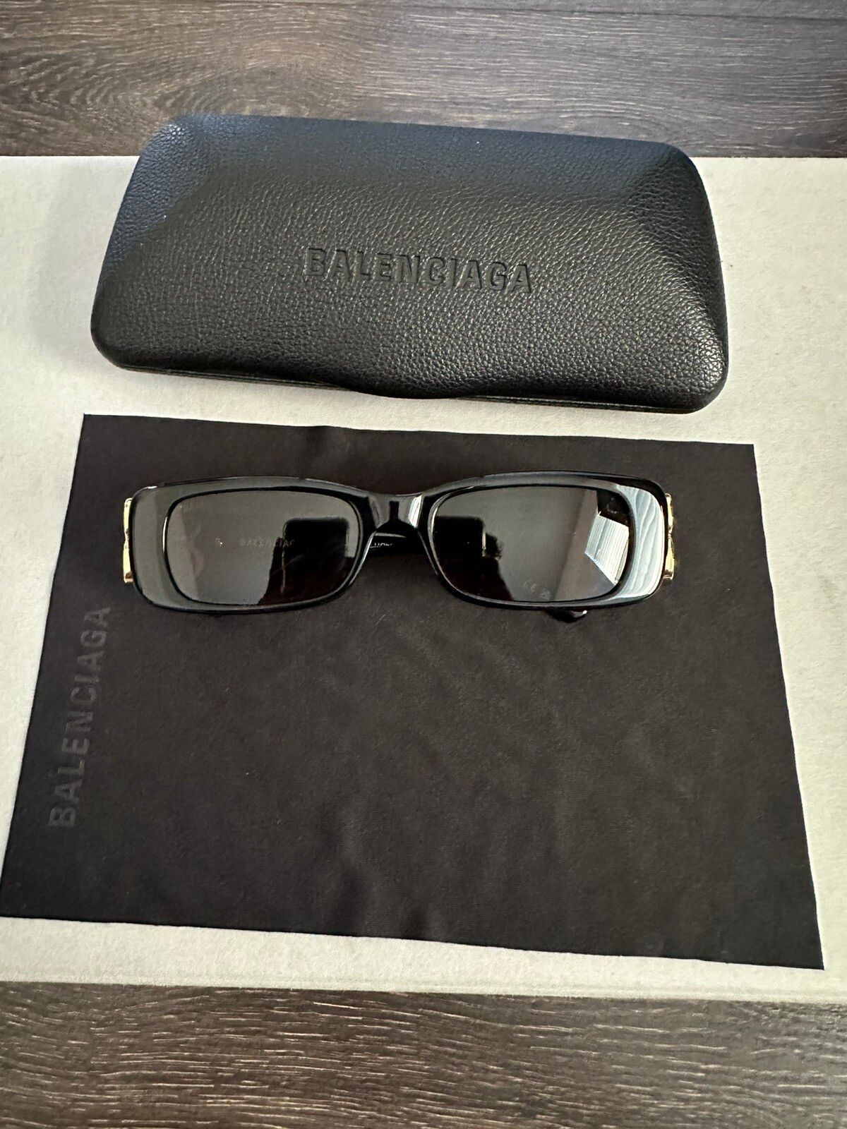 Pre-owned Balenciaga Dynasty Rectangle Sunglasses Worn By Carti In Black