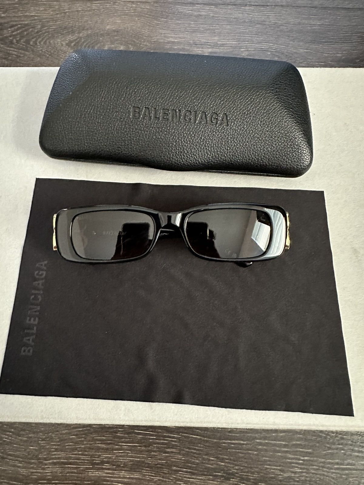 image of Balenciaga Dynasty Rectangle Sunglasses Worn By Carti in Black, Men's