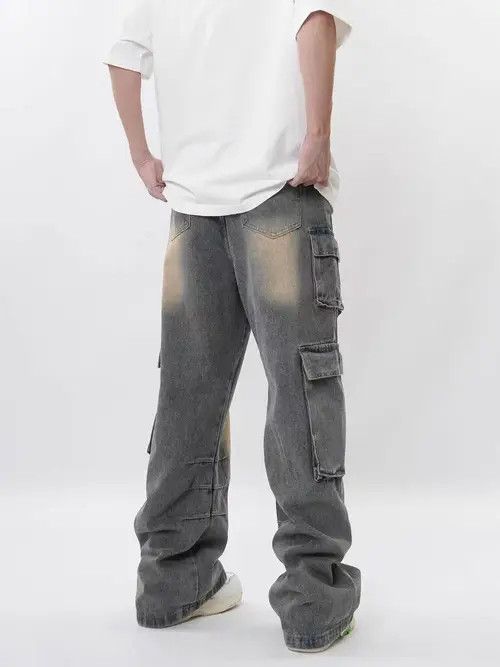 VIBE Retro multi-pocket design workwear wide-leg jeans Size US 32 / EU 48 - 6 Thumbnail