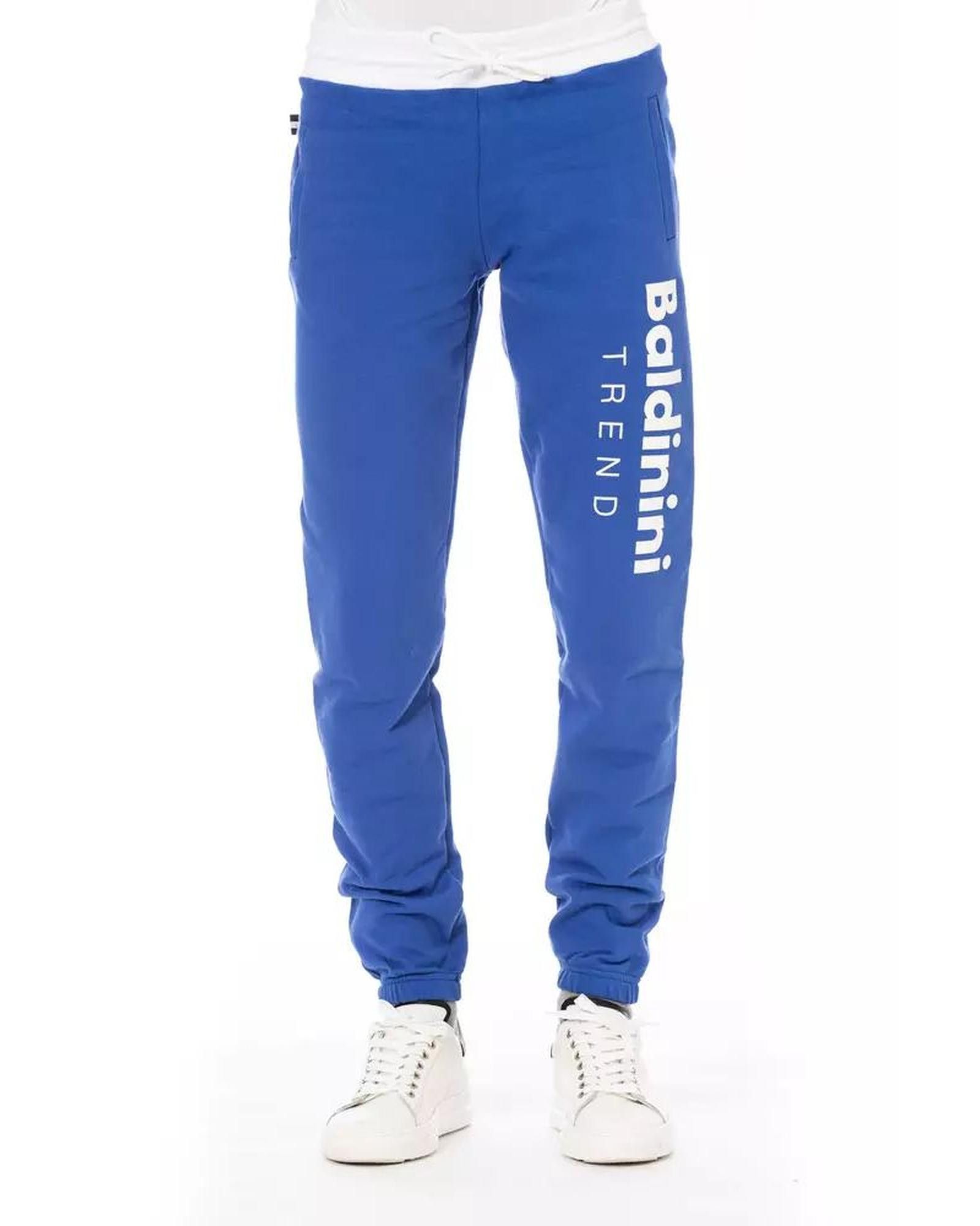 image of Baldinini Fleece Sport Pants With Logo Detail in Blue, Men's (Size 32)