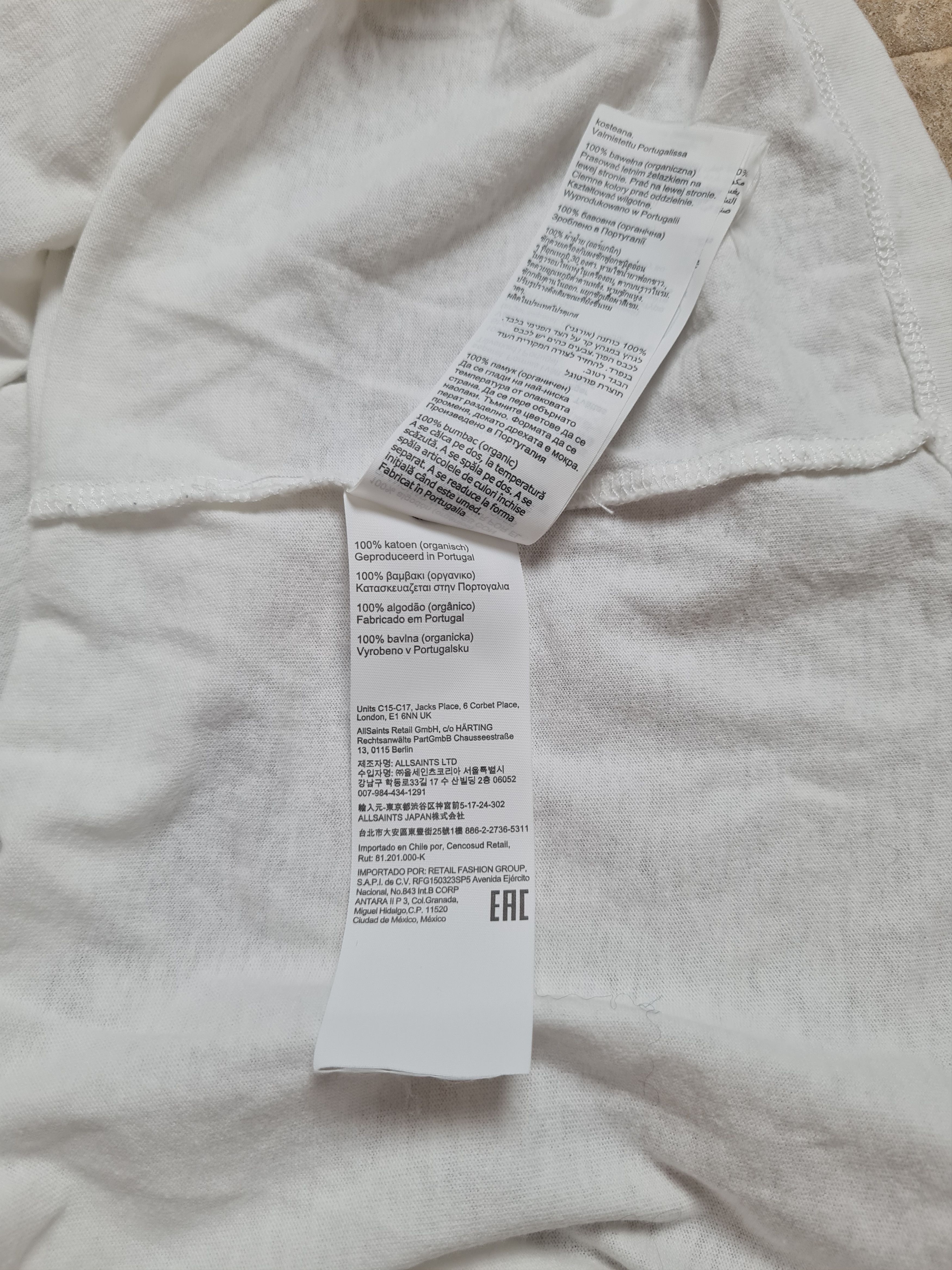 Allsaints Mens T-shirt AllSaints PILOT SS CREW OPTIC WHITE Organic Size US S / EU 44-46 / 1 - 14 Thumbnail