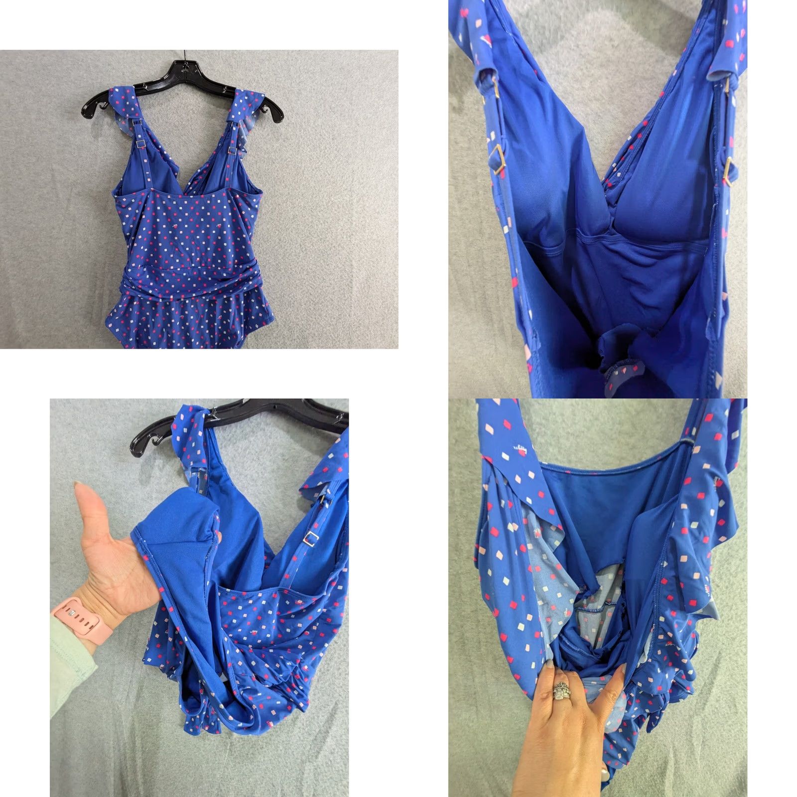 Lilly Pulitzer Lilly Pulitzer Delphie Borealis Blue Lilly Squared One Piece Swimsuit Small Womens polyester? Size ONE SIZE - 8 Thumbnail