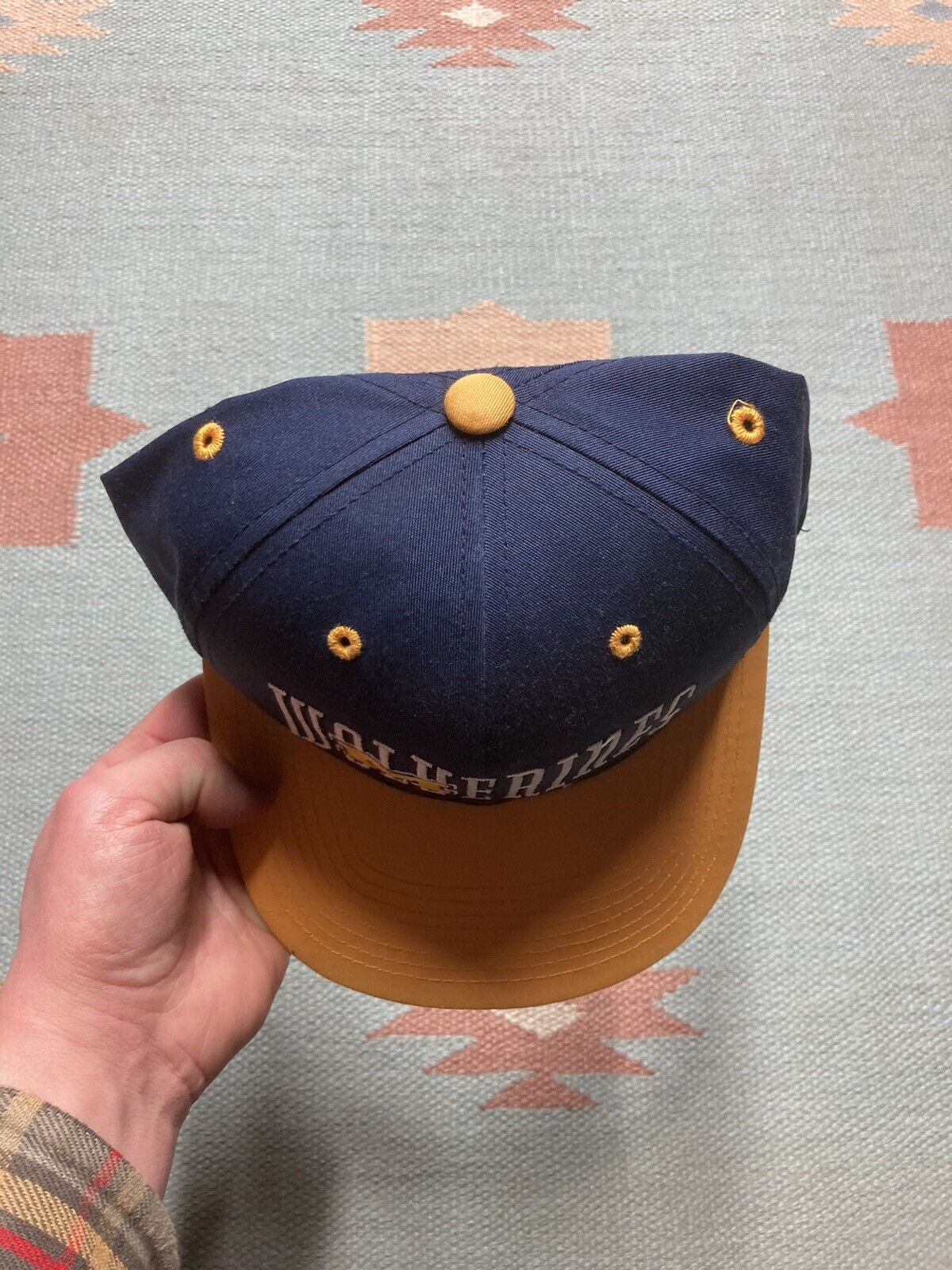 Vintage 90s SnapBack hat university of Michigan wolverines spell out Size ONE SIZE - 3 Thumbnail