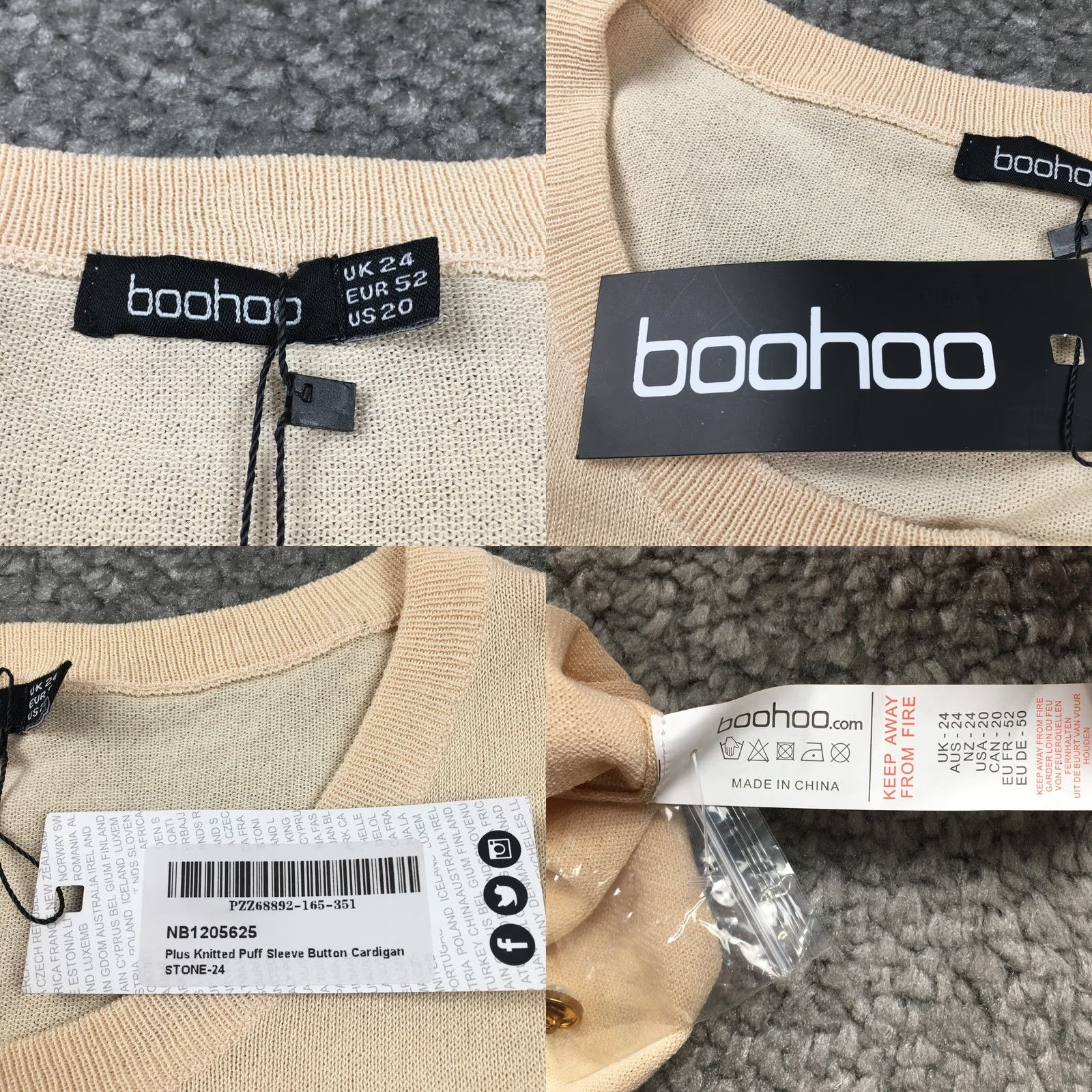Boohoo Boohoo Womens Cardigan Sweater Sz 20 Ivory Button Up Pearl Buttons Classic NWT Size 3XL / US 20-22 - 8 Thumbnail