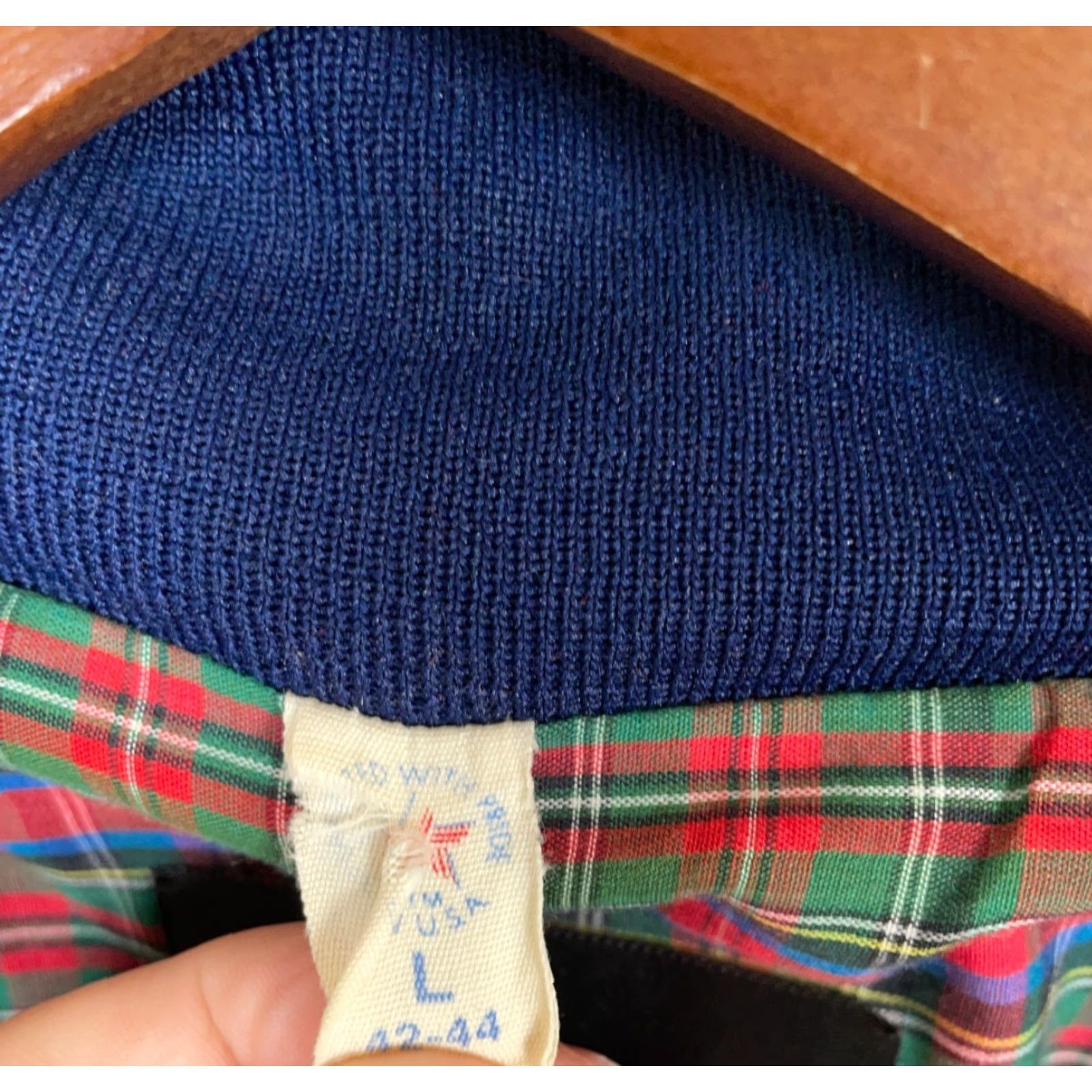 Vintage VINTAGE American JAC Bomber Jacket Blue Plaid Lined | Men’s Large | 80s Retro Casual Zip Pocket Coat Size US L / EU 52-54 / 3 - 4 Thumbnail