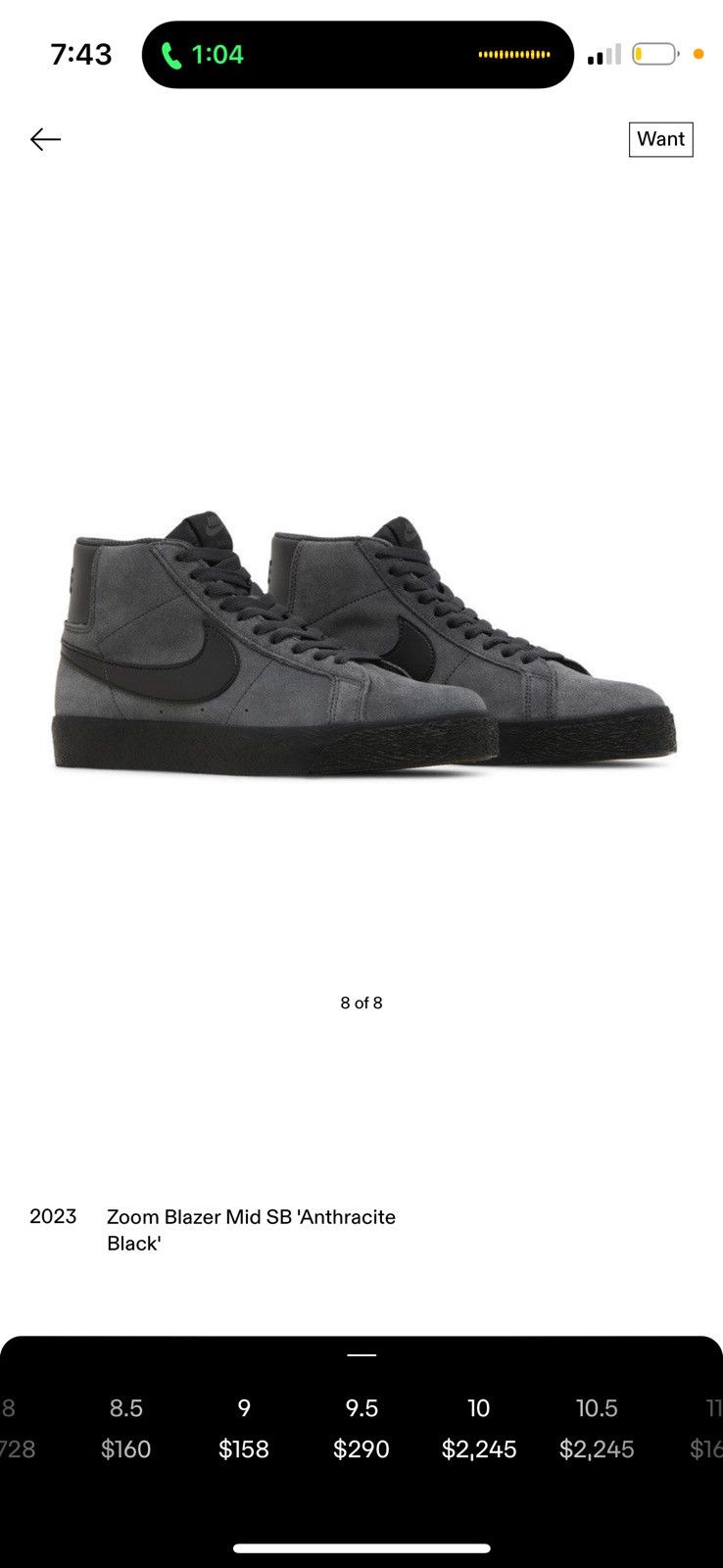 Nike Nike Sb zoom blazer mid anthracite/black Size US 9.5 / EU 42-43 - 7 Thumbnail