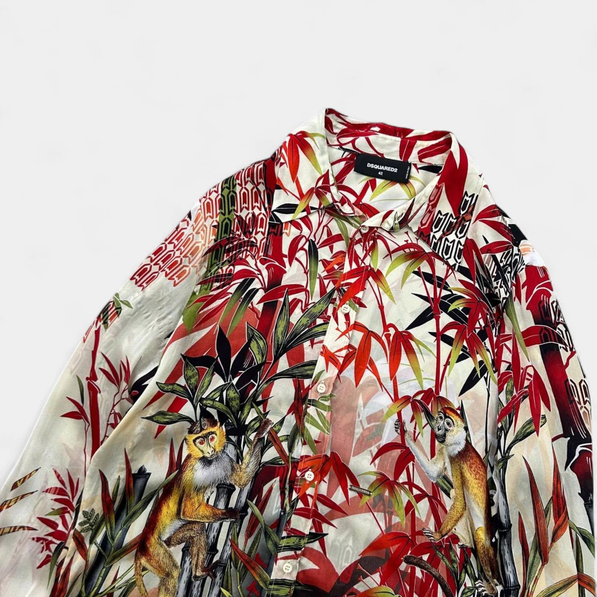 Dsquared2 Dsquared2 SS17 "Chinoiserie" Jungle Print Silk Shirt Size US M / EU 48-50 / 2 - 2 Thumbnail