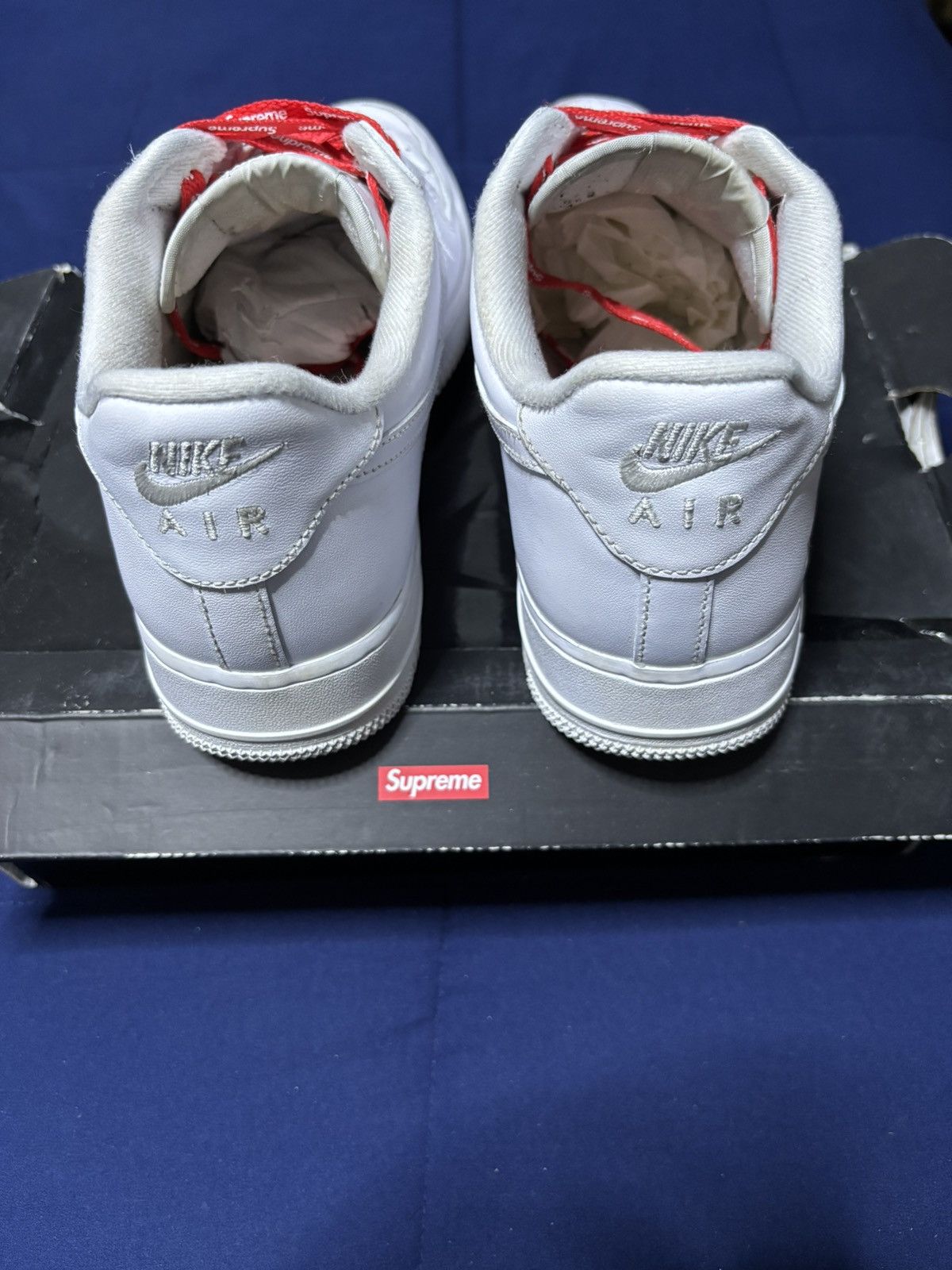 Nike Supreme x Nike Air Force 1 Low Box Logo White 2020 Size 9.5 Size US 9.5 / EU 42-43 - 4 Thumbnail