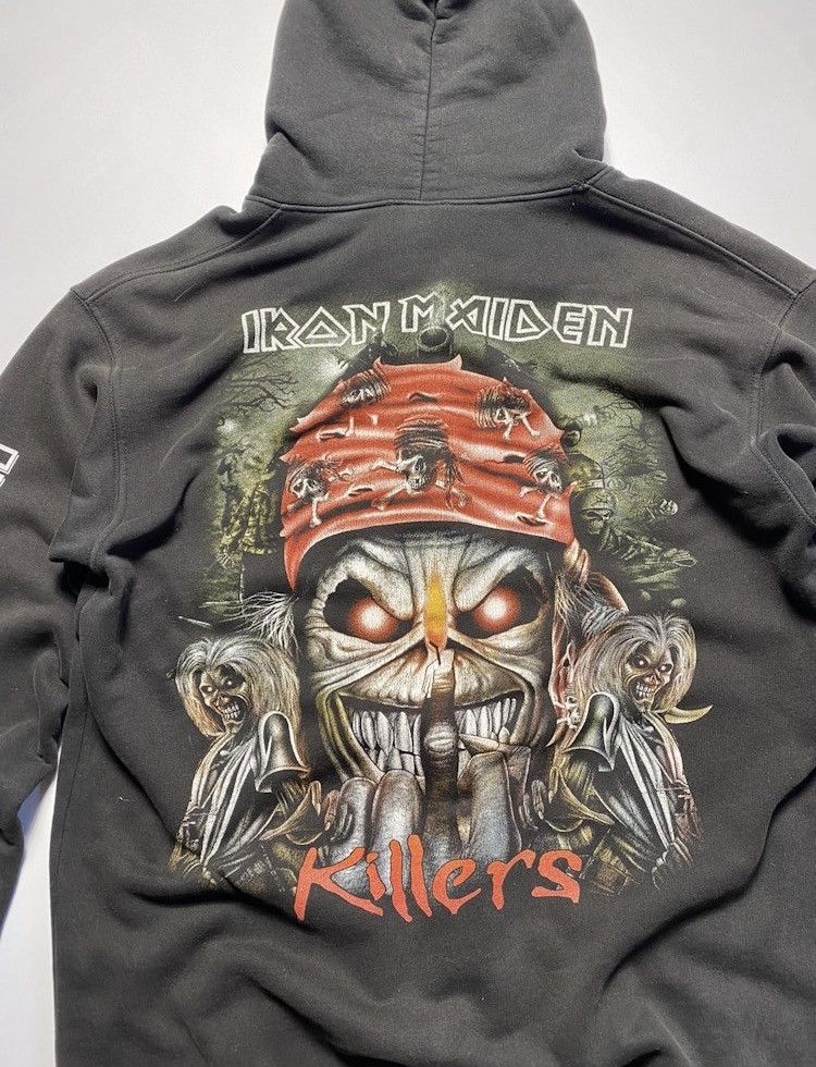 Band Tees × Iron Maiden × Vintage Vintage Iron Maiden distressed sun faded zipper zip hoodie Size US XL / EU 56 / 4 - 6 Thumbnail