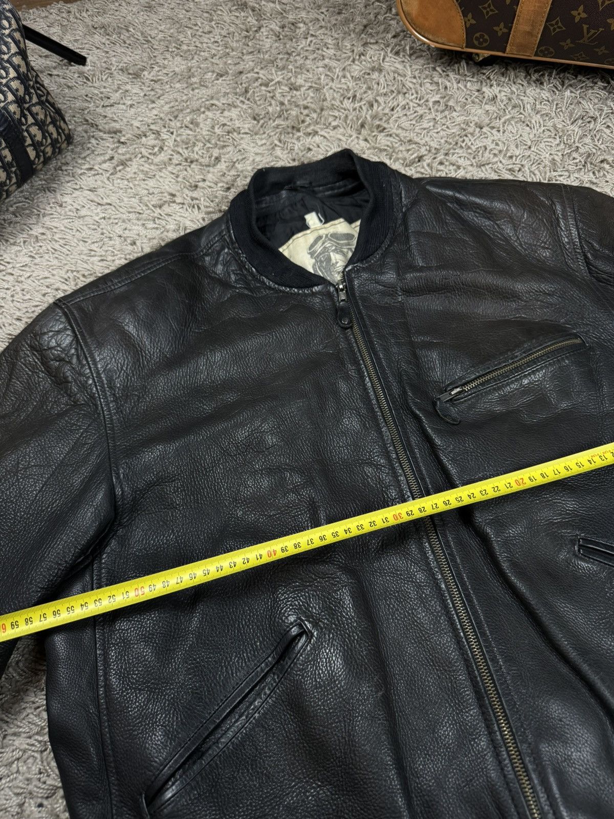 Vintage Vintage leather bomber jacket 90s original retro casual item Size US L / EU 52-54 / 3 - 3 Thumbnail
