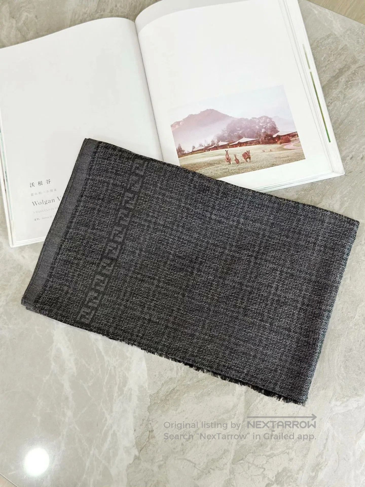 Fendi Fendi Black Gray Wool Scarf. Size ONE SIZE - 3 Thumbnail