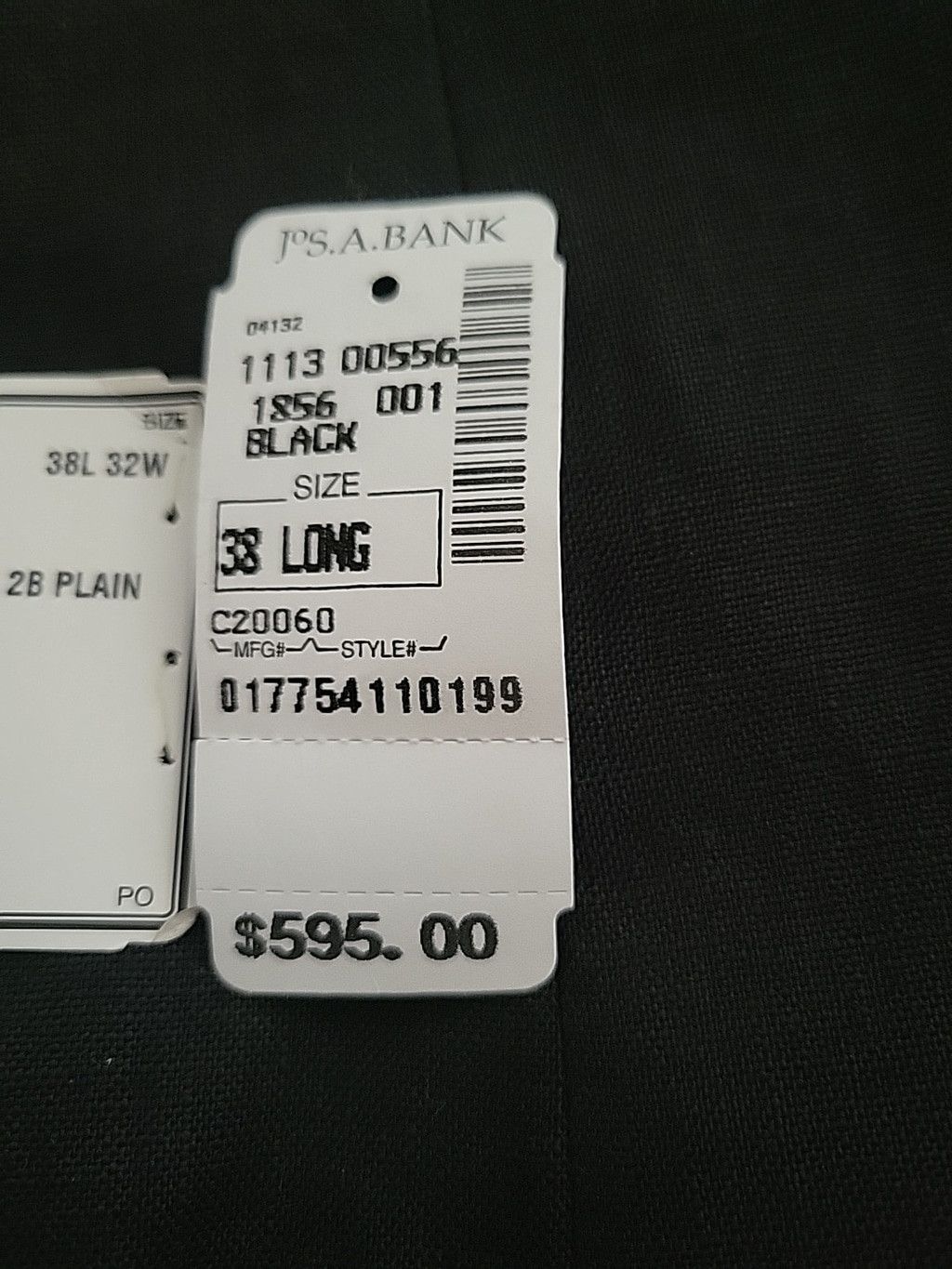 Jos. A. Bank JoS A Bank Men Black Spring Weight 2-Button Center-Vent Size 38R - 10 Thumbnail