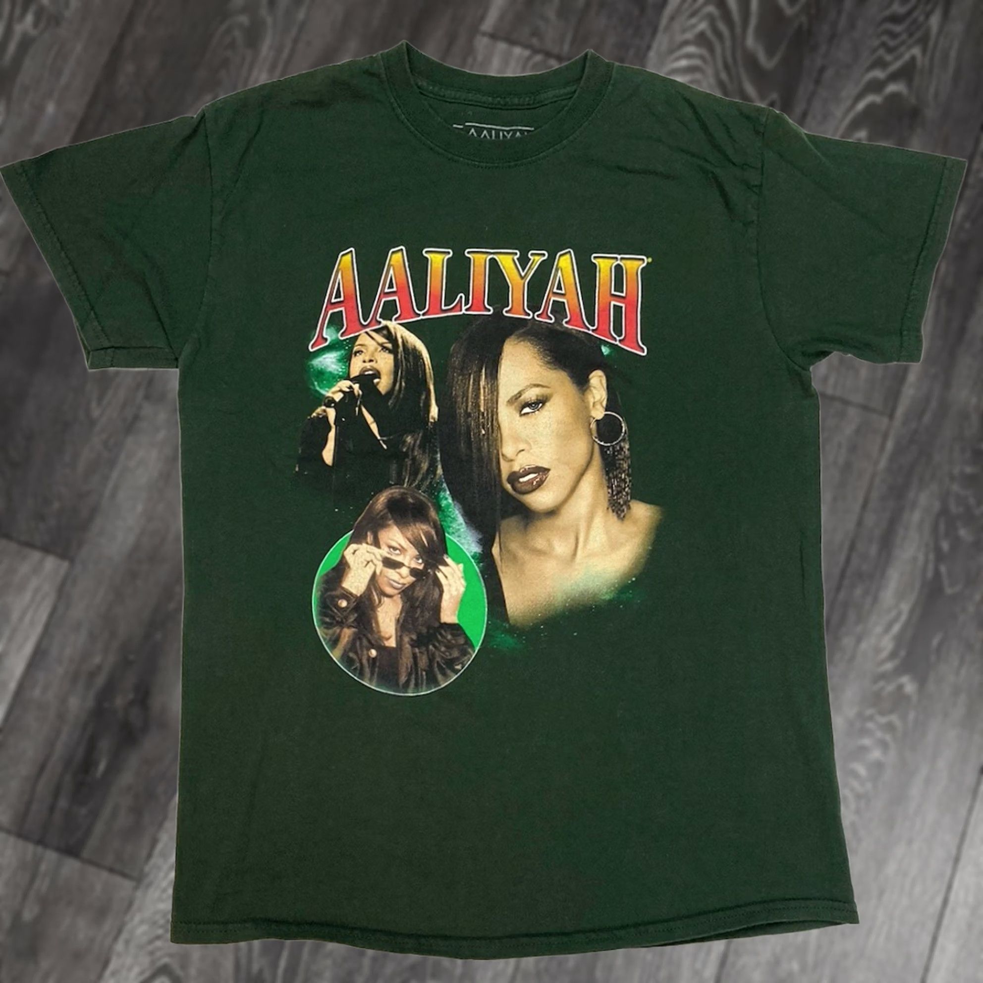 Vintage Aaliyah Graphic T-shirt Women Medium Green Short Sleeve Music Shirt Size M / US 6-8 / IT 42-44 - 1 Thumbnail