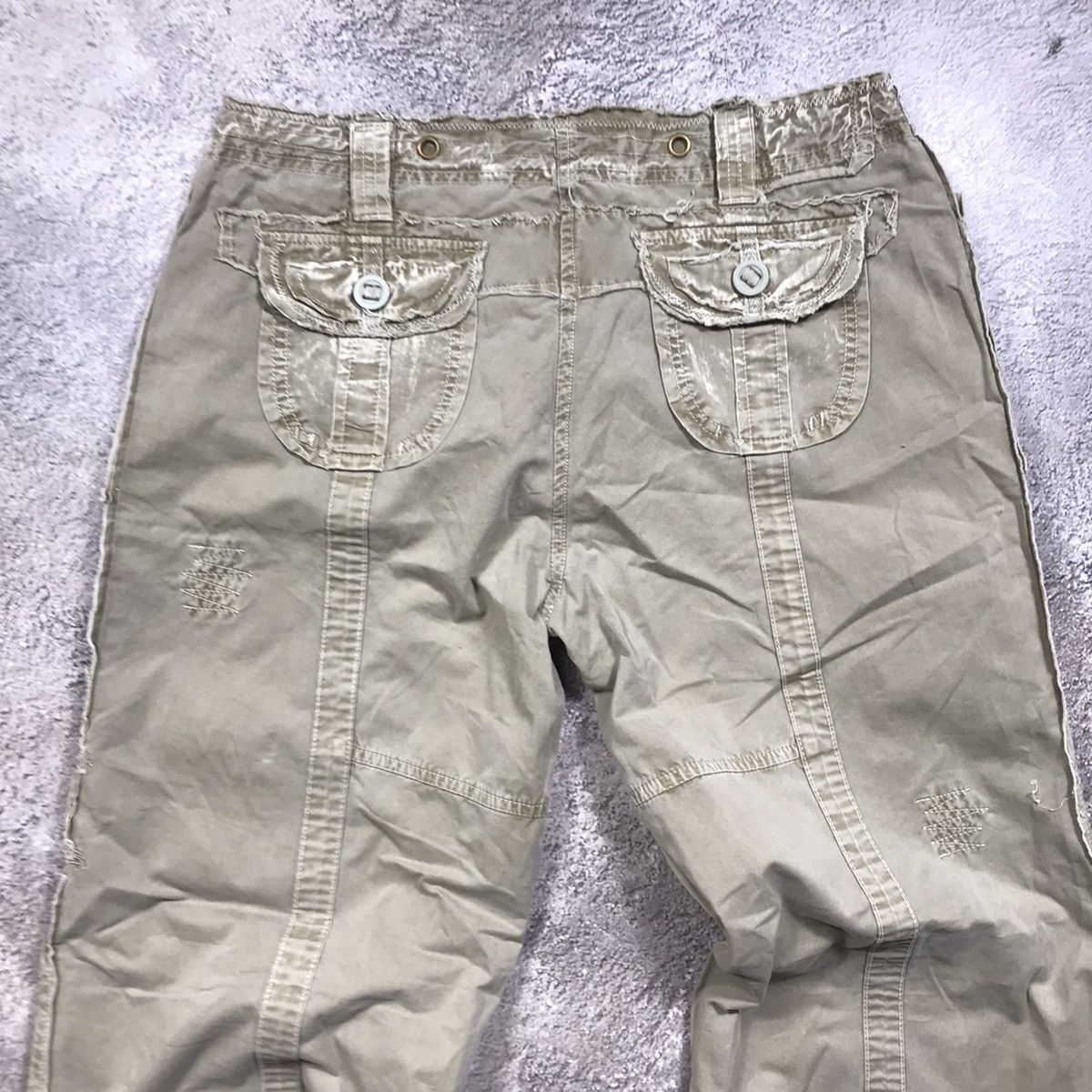 Vintage Vintage Y2K Baggy Cargo Pants Distressed Tactical Streetwear Size 29" - 6 Thumbnail
