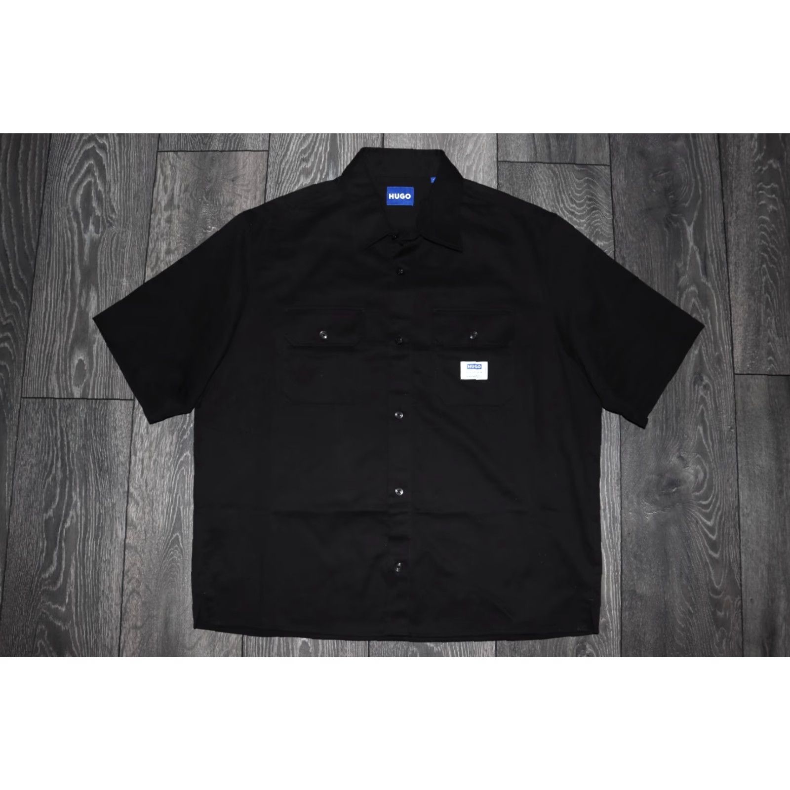 Hugo Boss HUGO BOSS EKYNO BLACK OVERSIZED-FIT SHIRT IN COTTON TWILL SIZE LARGE OVERSIZED Shirt Men L Black Oversized Size US L / EU 52-54 / 3 - 2 Thumbnail