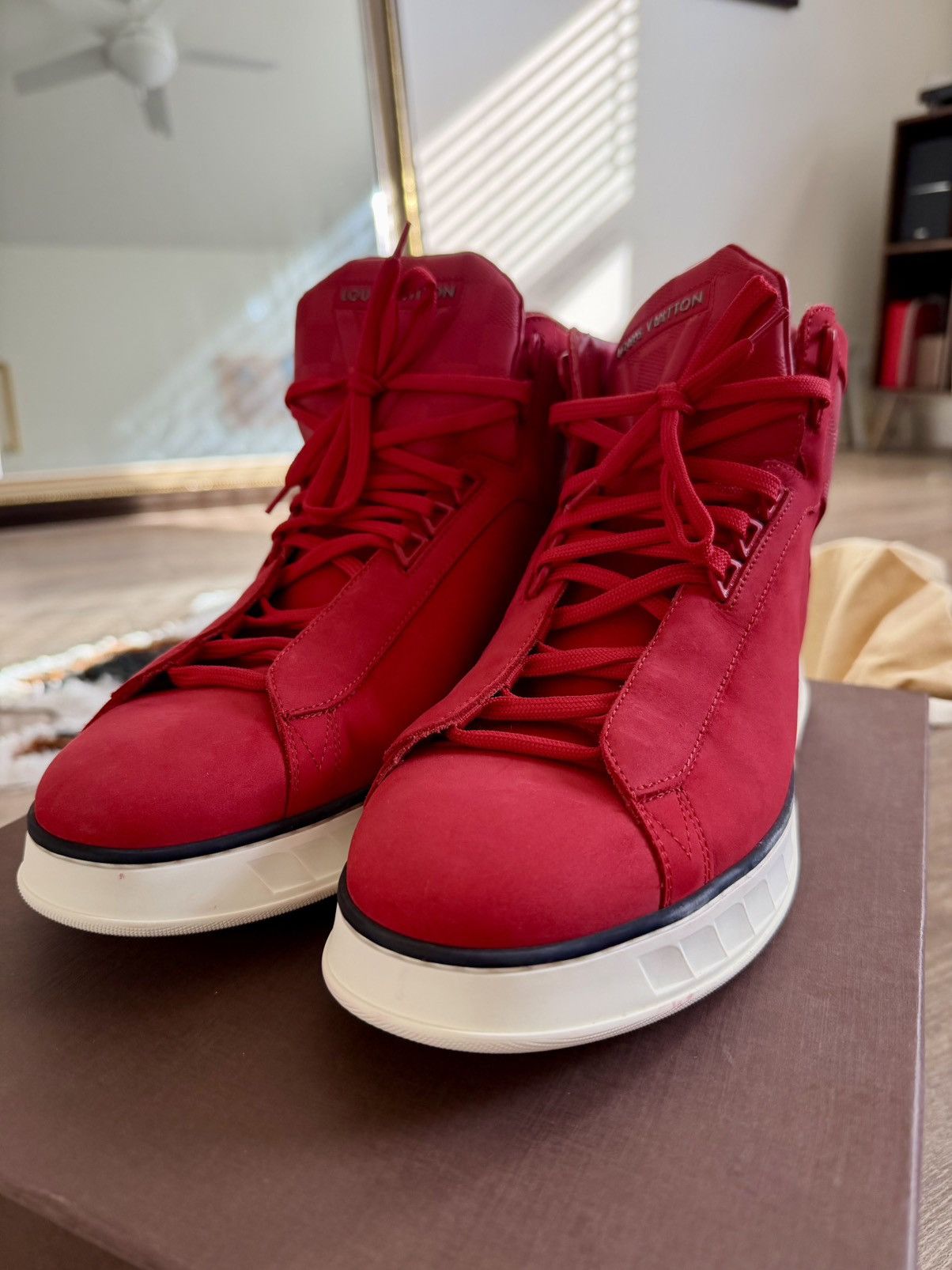 Louis Vuitton Louis Vuitton Street Light High Top Sneaker Red Size US 9 / EU 42 - 6 Thumbnail