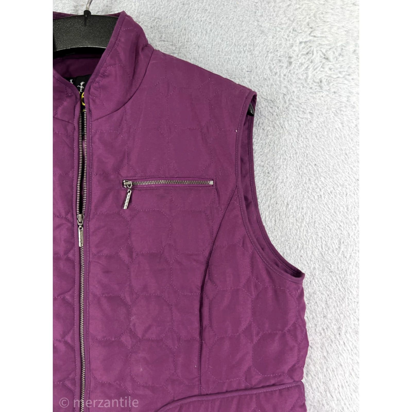 Vintage Aeros Vest Womens Medium Purple Quilted Full Zip Pockets Polyester Insulated Jacket Vest Size M / US 6-8 / IT 42-44 - 3 Thumbnail