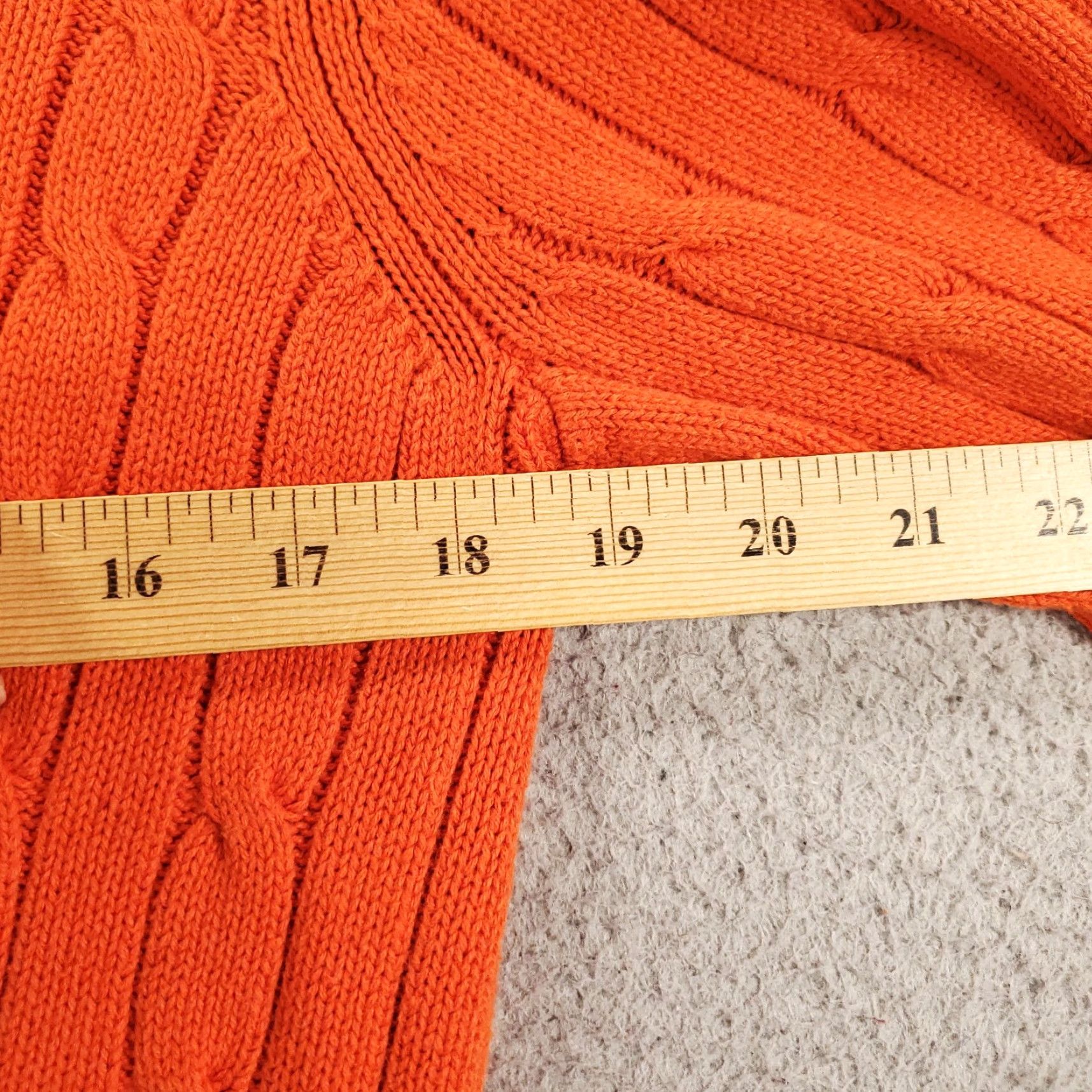 Chaps **Womens Chaps Cable Knit Orange Large Pullover V-Neck Sweater** User: **Chaps Womens Orange Cable Knit Large Pullover V-Neck Sweater** Size L / US 10 / IT 46 - 6 Thumbnail