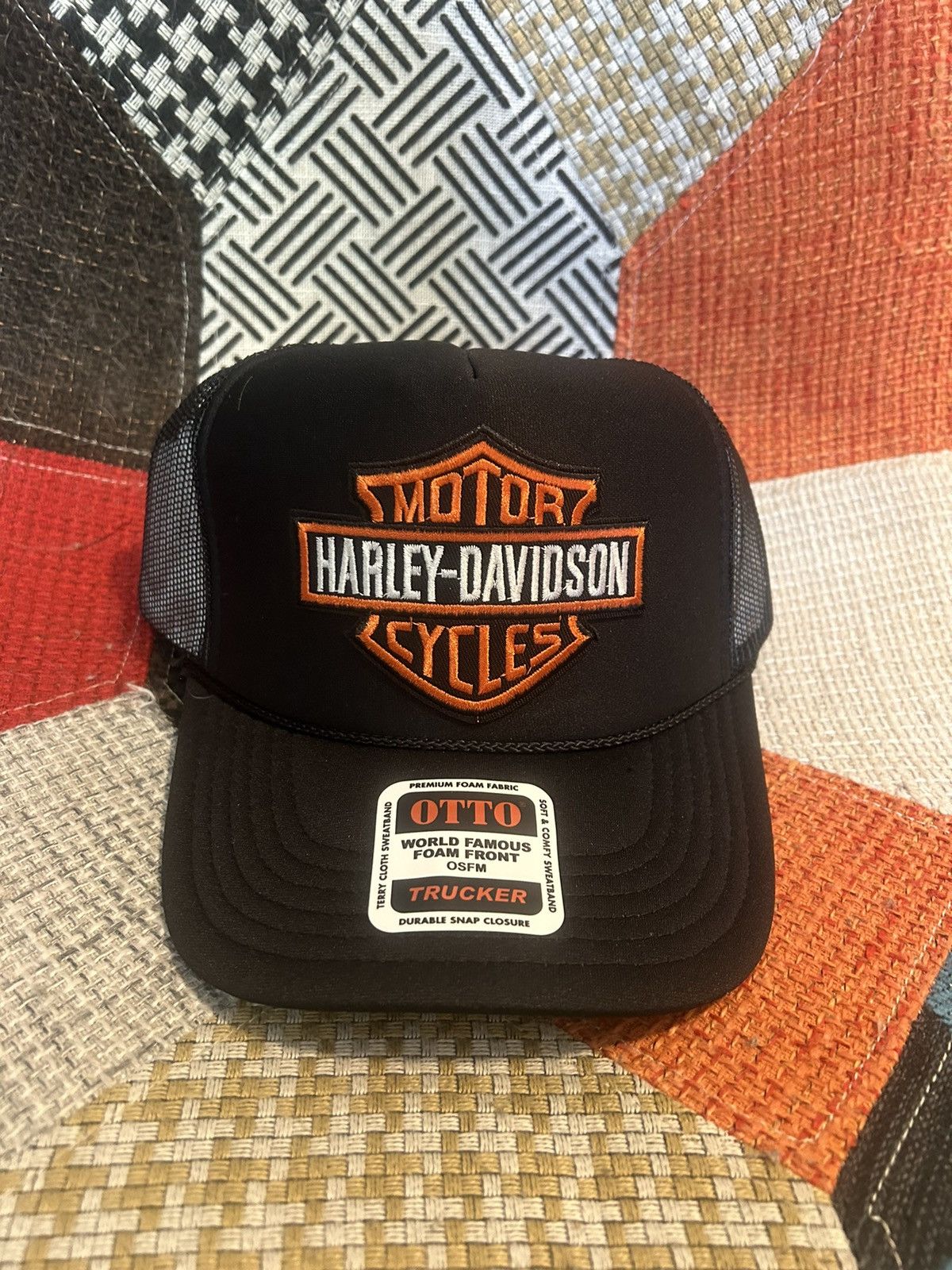 Vintage NEW HARLEY DAVIDSON BLACK BIKER HAT TRUCKER SNAPBACK VINTAGE Size ONE SIZE - 1 Thumbnail