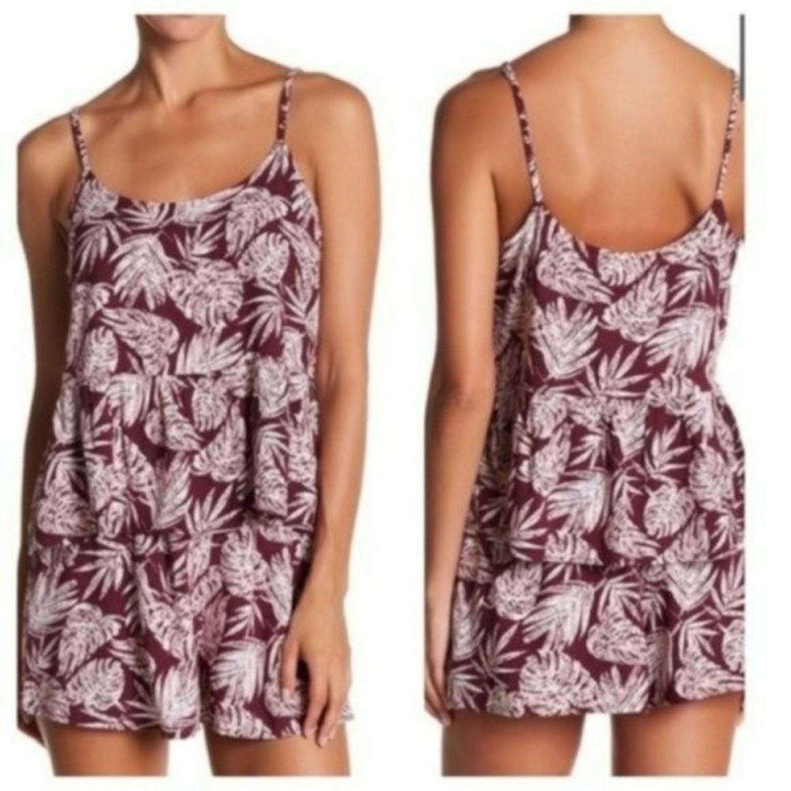 Other Abound Burgundy Floral Print Peplum Gathered Blouse Medium Size M / US 6-8 / IT 42-44 - 1 Thumbnail