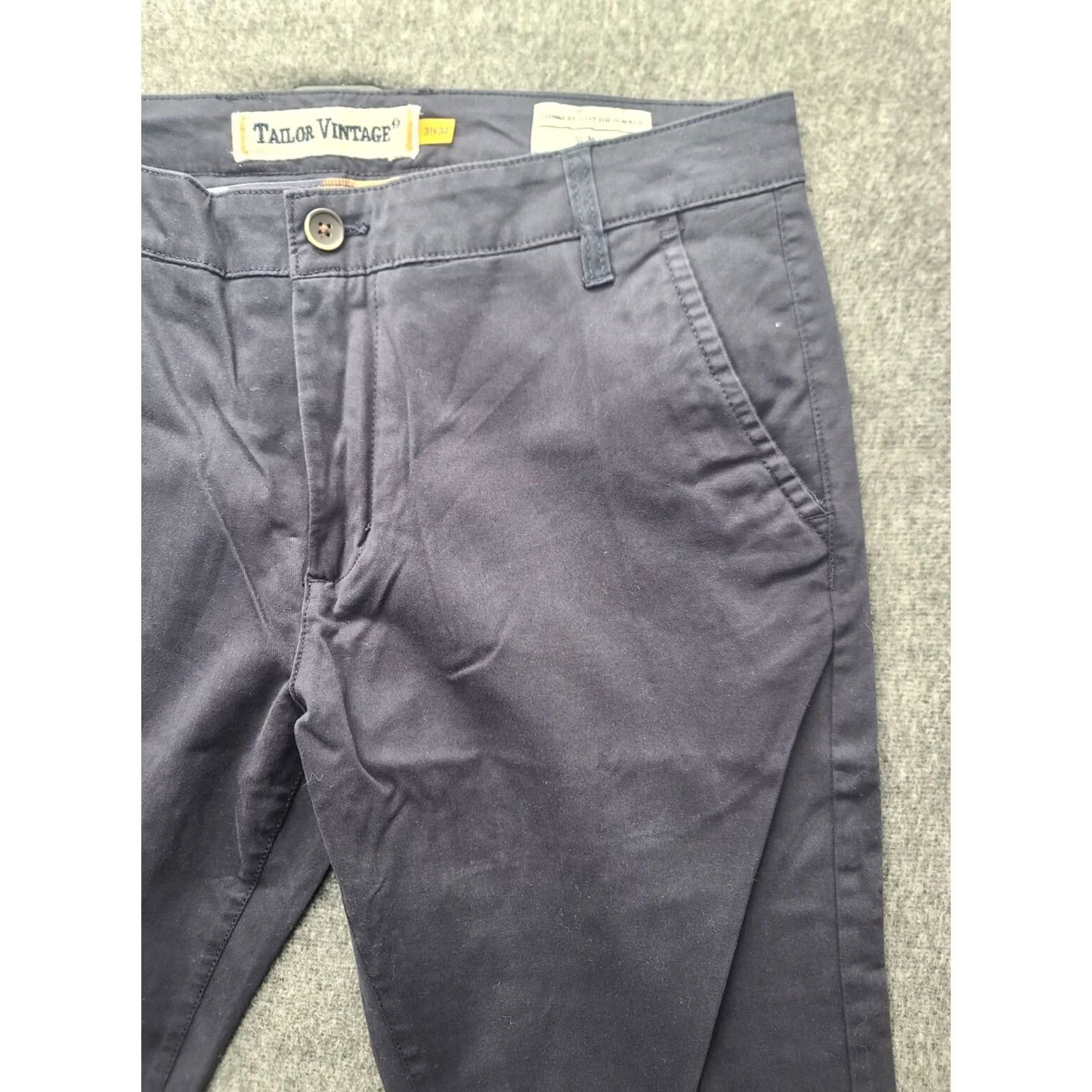 Vintage Tailor Vintage Pants Mens 31x34 Slim Fit Straight Leg Blue Cotton Spandex Chino Size US 31 - 7 Thumbnail