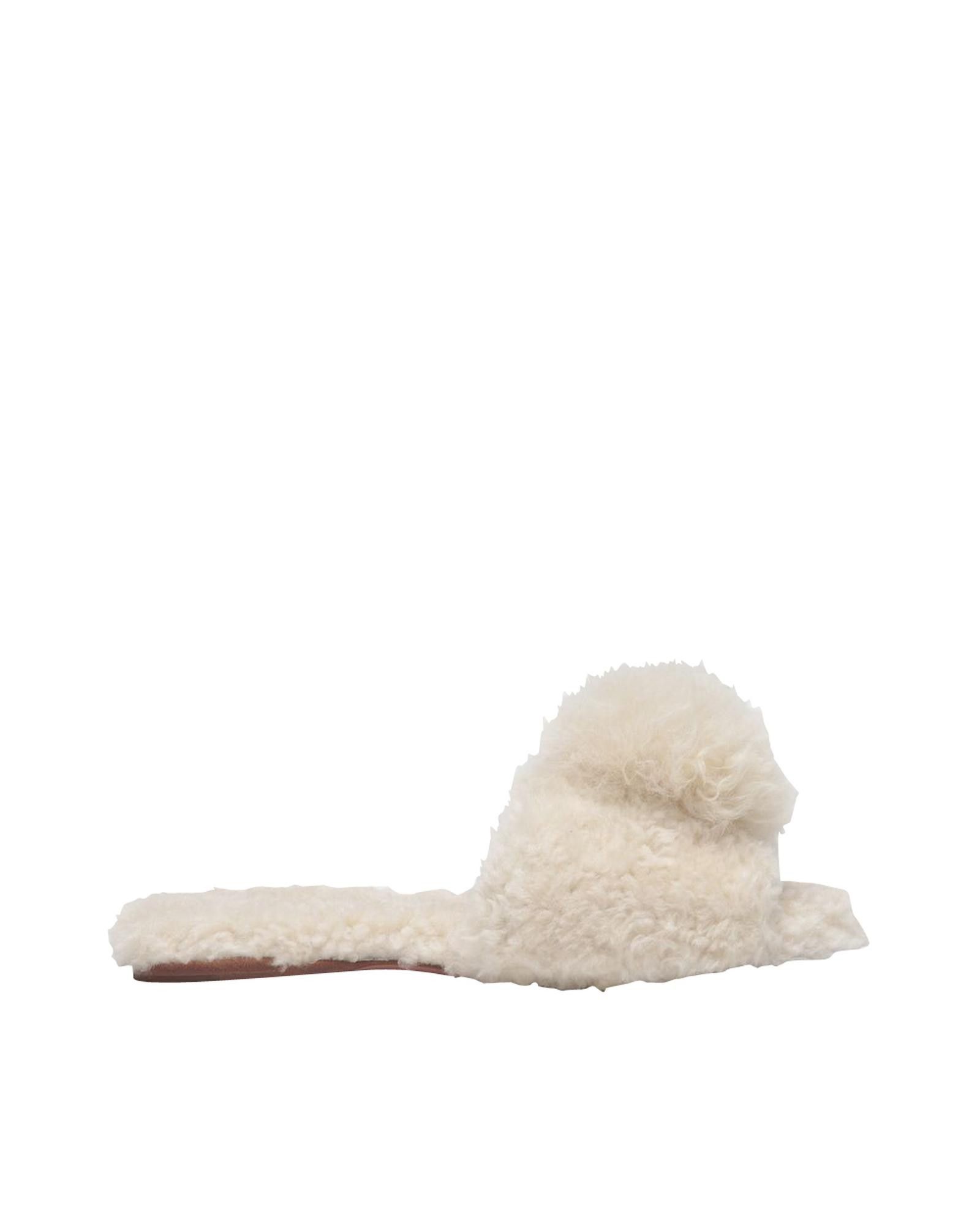 image of Beige Shearling Mule Shoess By Aquazzura Shoes, Women's (Size 8)