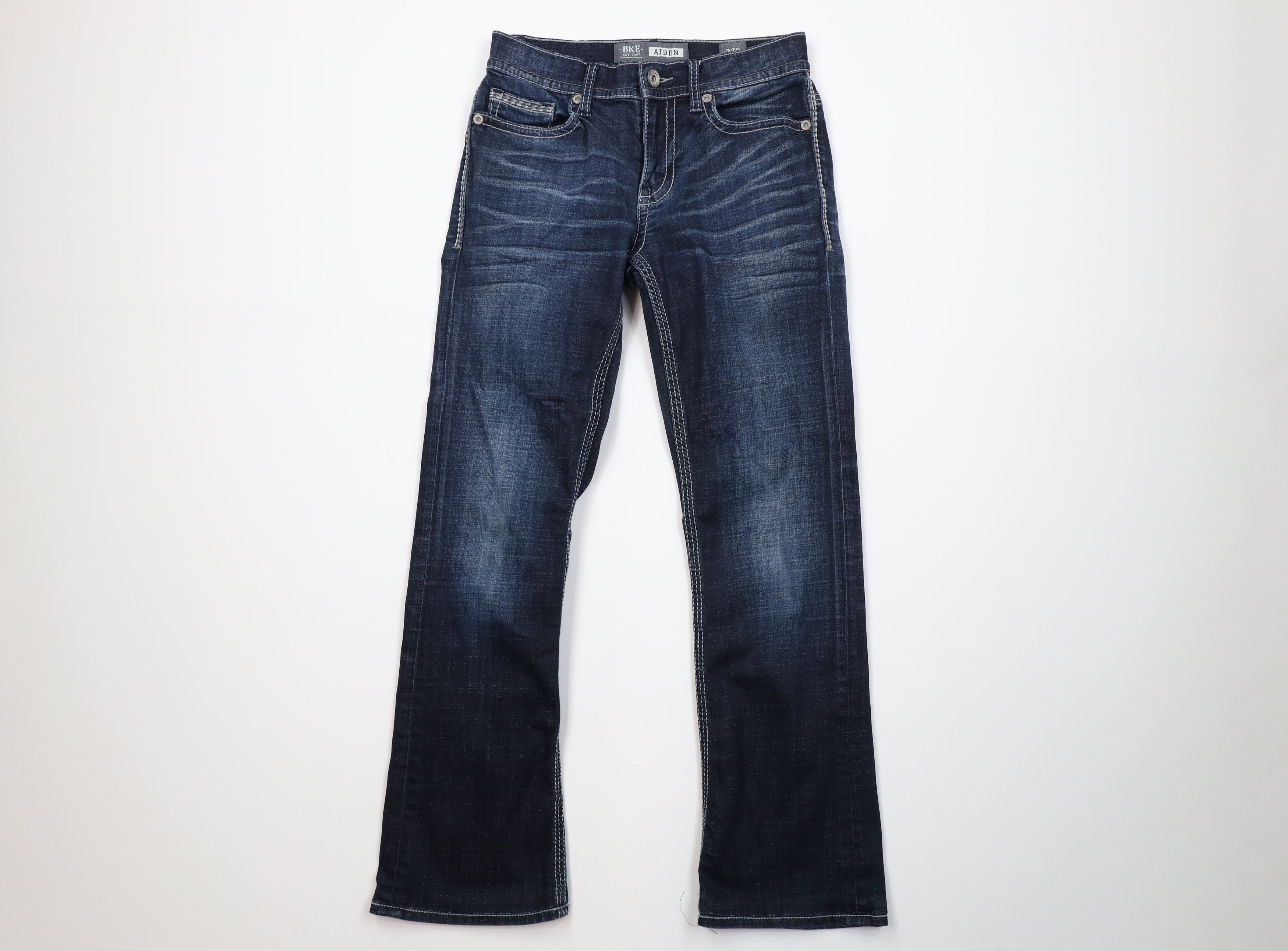 Vintage Buckle BKE Thick Stitch Stretch Bootleg Denim Jeans Blue Size 27" / US 4 / IT 40 - 1 Thumbnail