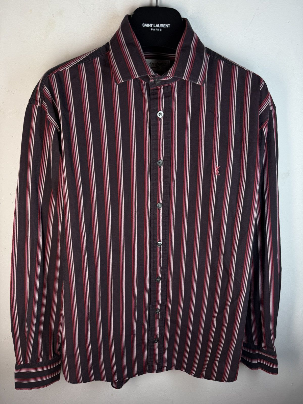 Yves Saint Laurent Black/Red YSL Shirt Striped Size US M / EU 48-50 / 2 - 3 Thumbnail