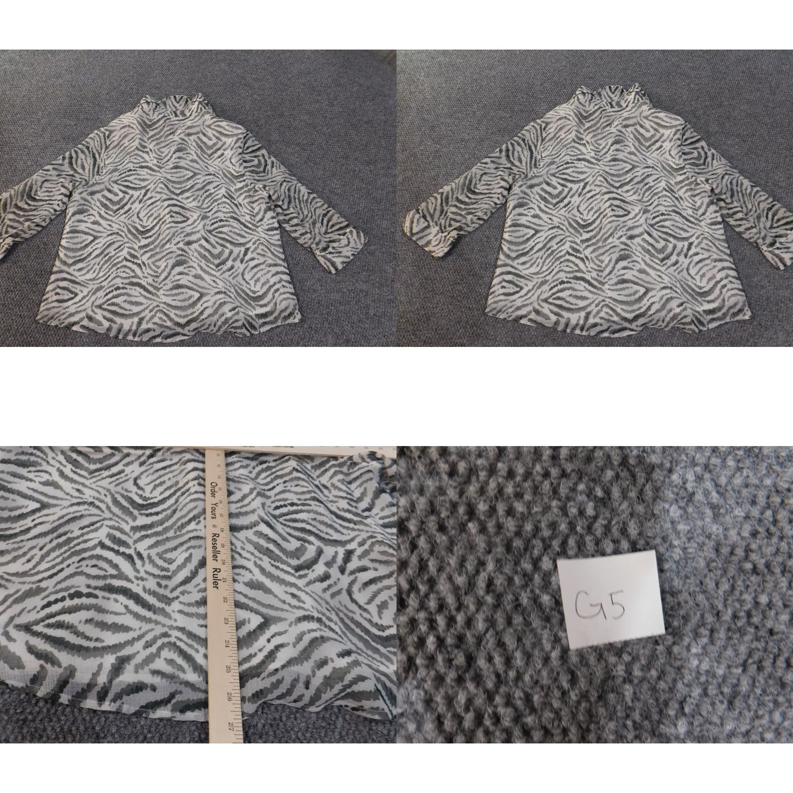 Vintage Alfred Dunner Button-Up Shirt Women 20 Plus Gray Geometric Lined Polyester Casual Long Sleeve Size 3XL / US 20-22 - 9 Thumbnail