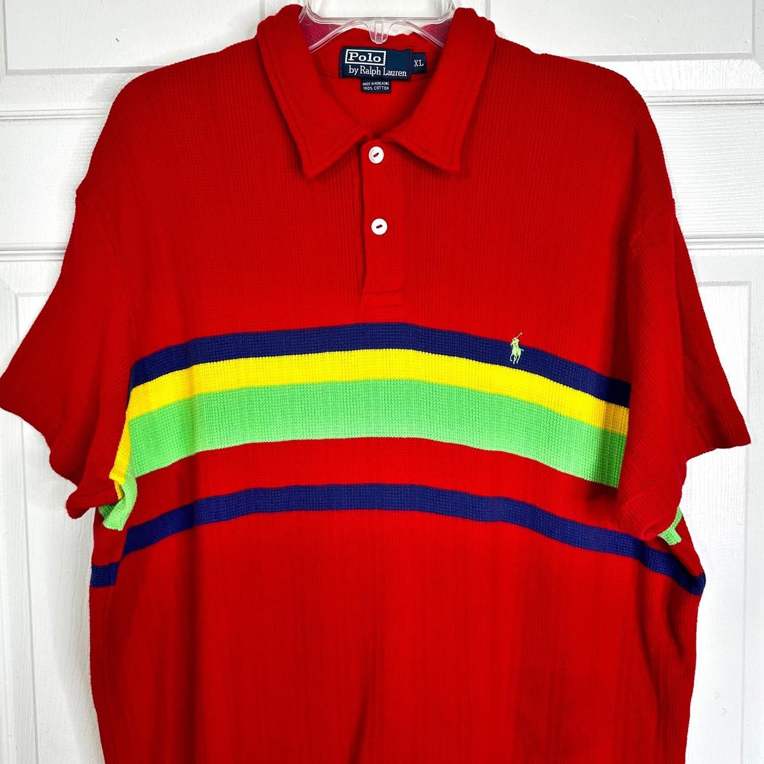 Polo Ralph Lauren Polo Ralph Lauren Colorful Waffle Knit SS Polo Shirt Mens XL Size US XL / EU 56 / 4 - 3 Thumbnail
