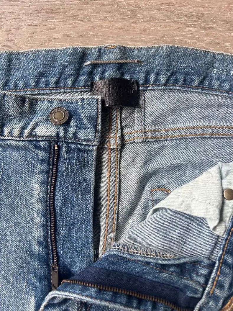 Saint Laurent Paris Saint Laurent Paris Blue Hole Denim Jeans i Size US 33 - 4 Thumbnail