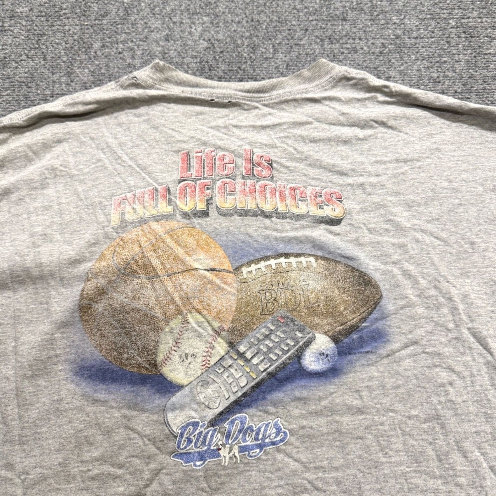 Big Dogs Big Dogs T-Shirt Men 2XLT Gray Life Is Full Of Choices Cotton Faded Gray Mens Shirts Big & Tall Size US XXL / EU 58 / 5 - 2 Thumbnail
