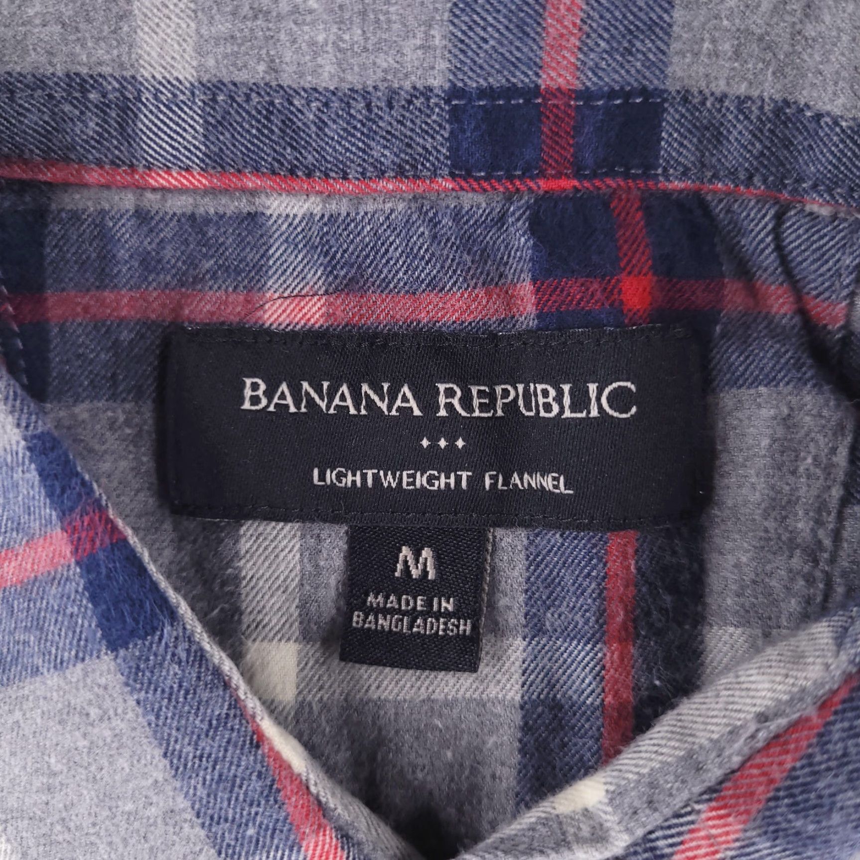 Banana Republic Banana Republic Shirt Mens Medium Gray Flannel Lightweight 100% Cotton Plaid Button-Up Size US M / EU 48-50 / 2 - 2 Thumbnail