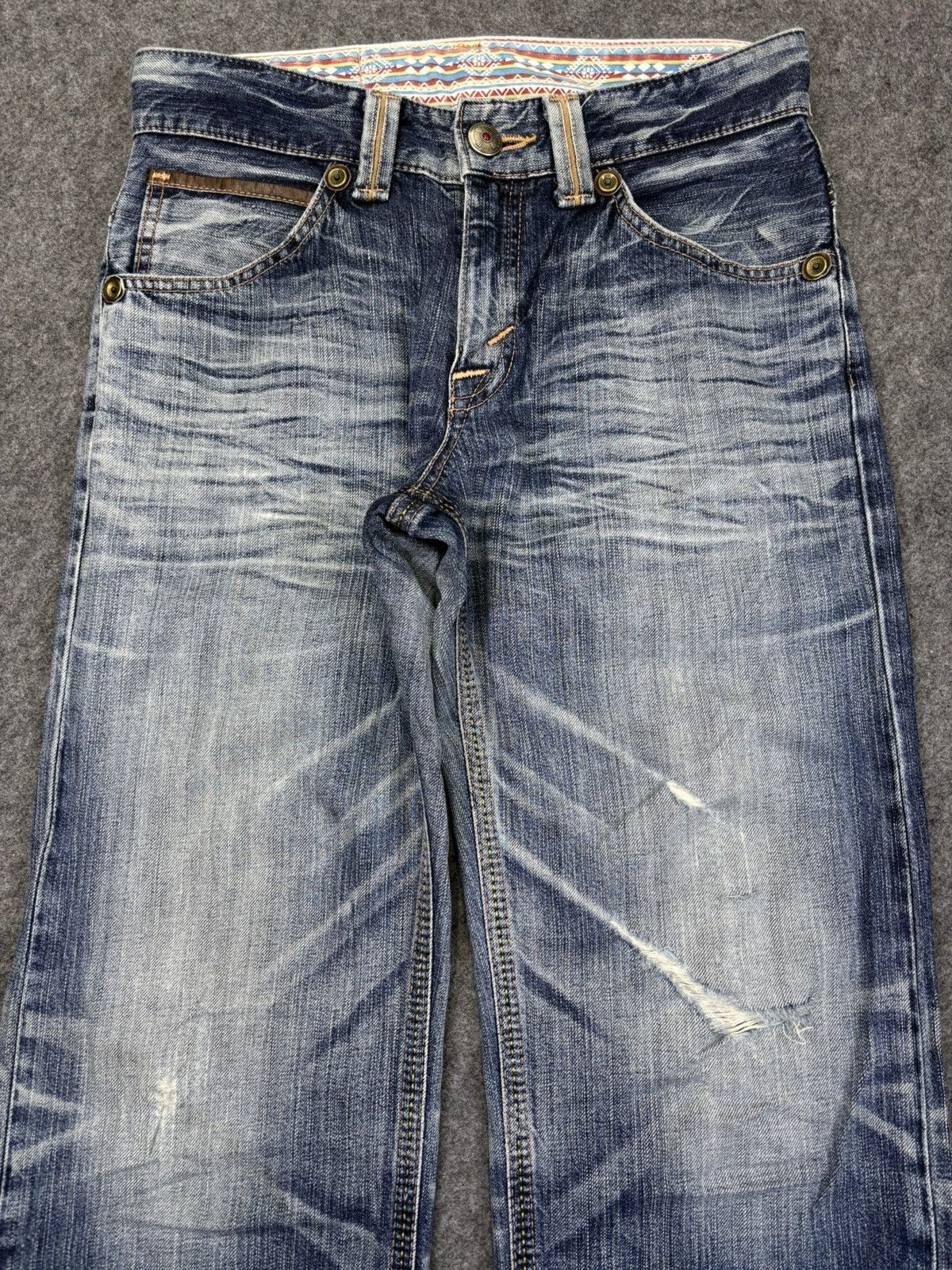 Edwin 💥Thrashed💥Wide Edwin Thrashed Style Distressed Denim F960 Size US 30 / EU 46 - 3 Thumbnail
