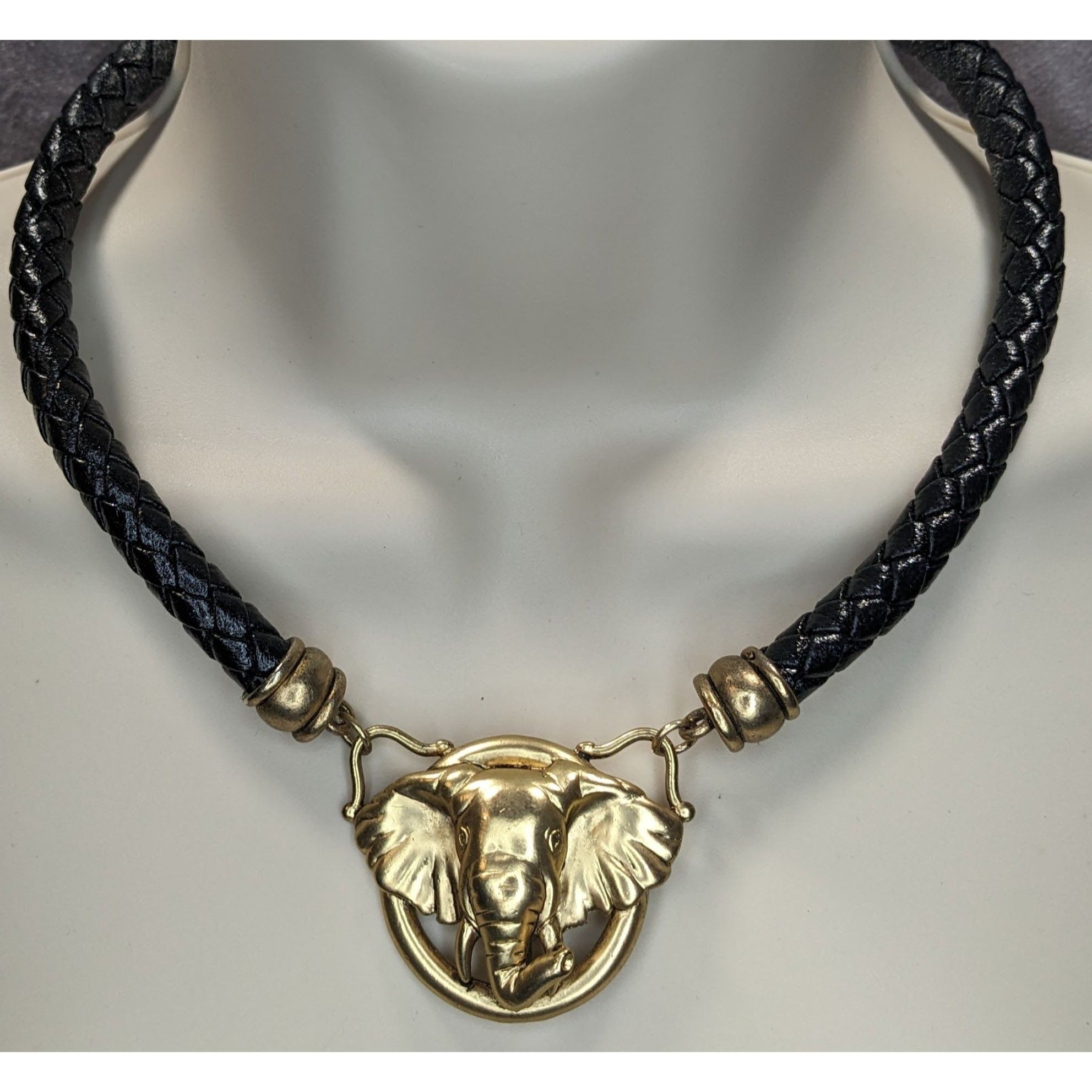 Other Elephant Pendant Necklace With Braided Black Cord & Gold-Ton Size ONE SIZE - 4 Thumbnail