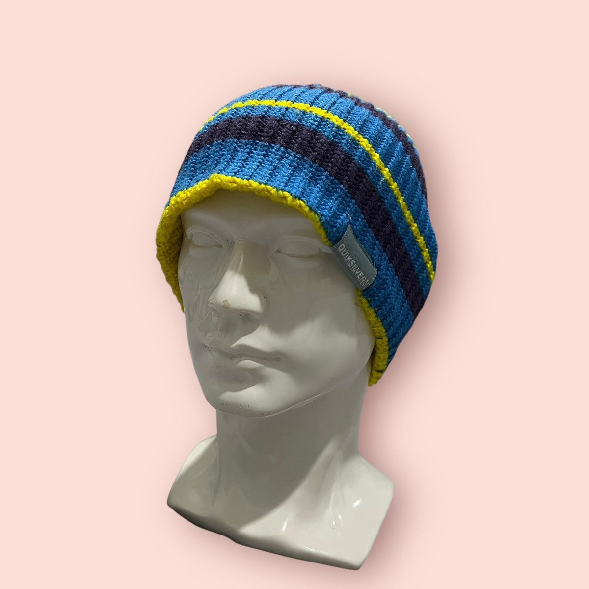 Quiksilver × Vintage VINTAGE QUIKSILVER DOUBLE LAYER STRIPED KNITTED BEANIE Size ONE SIZE - 3 Thumbnail