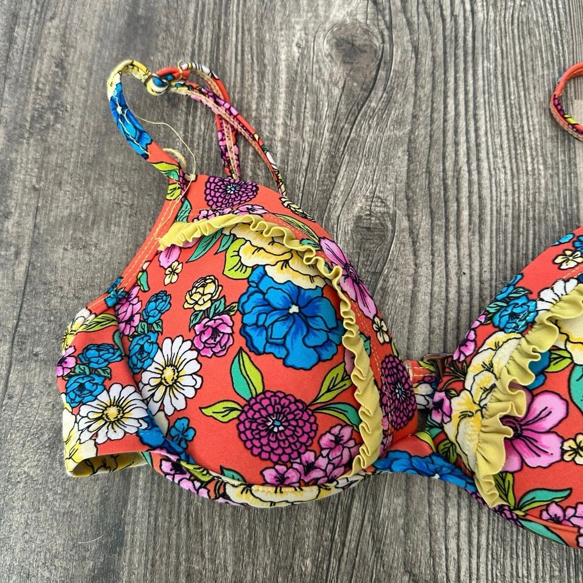 Other no brand floral pushup bikini swimsuit top orange yellow Size S / US 4 / IT 40 - 2 Thumbnail