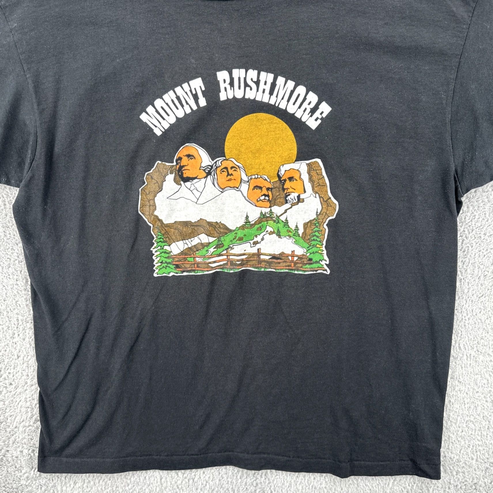 Vintage VINTAGE Screen Stars Best XL Black Single Stitch Shirt USA Mount Rushmore 79 Shirt Mens XL Black 70s USA Shirt Size US XL / EU 56 / 4 - 4 Thumbnail