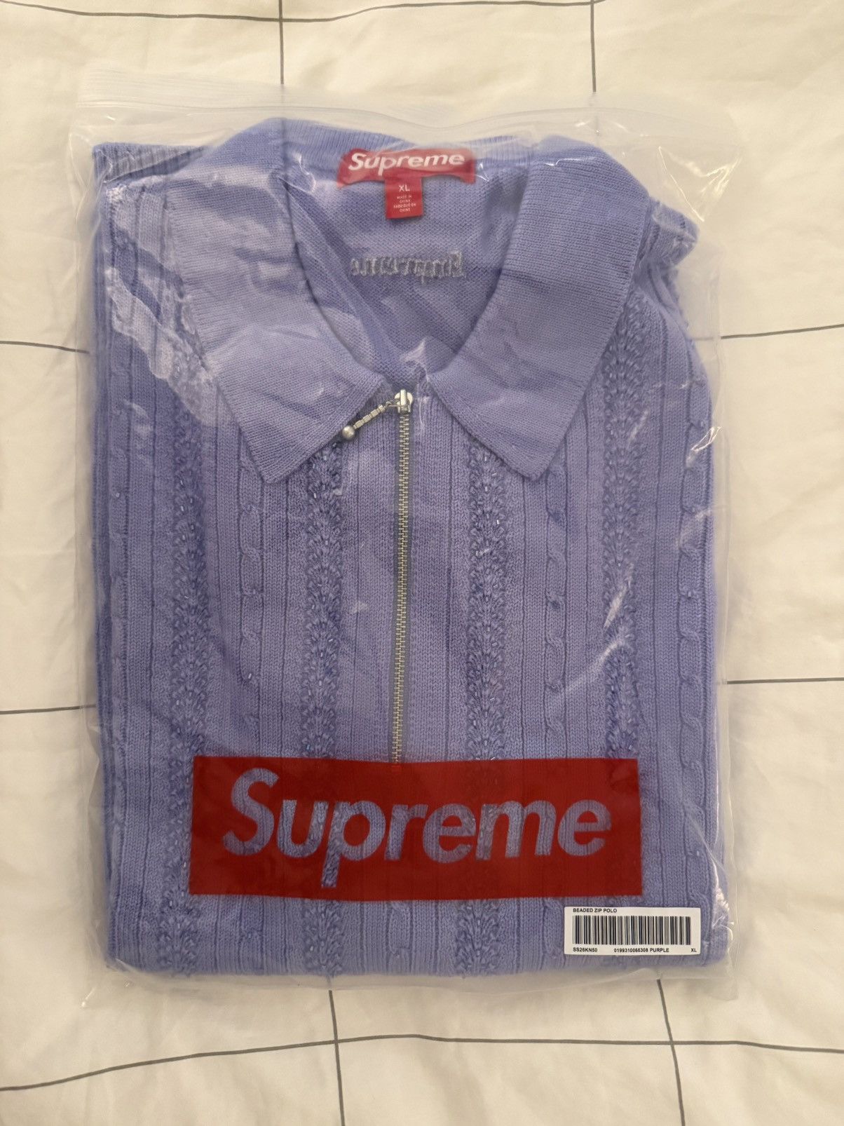 Supreme Supreme Beaded Zip Polo Size XL Lavender SS26 Embroidered Size US XL / EU 56 / 4 - 4 Thumbnail