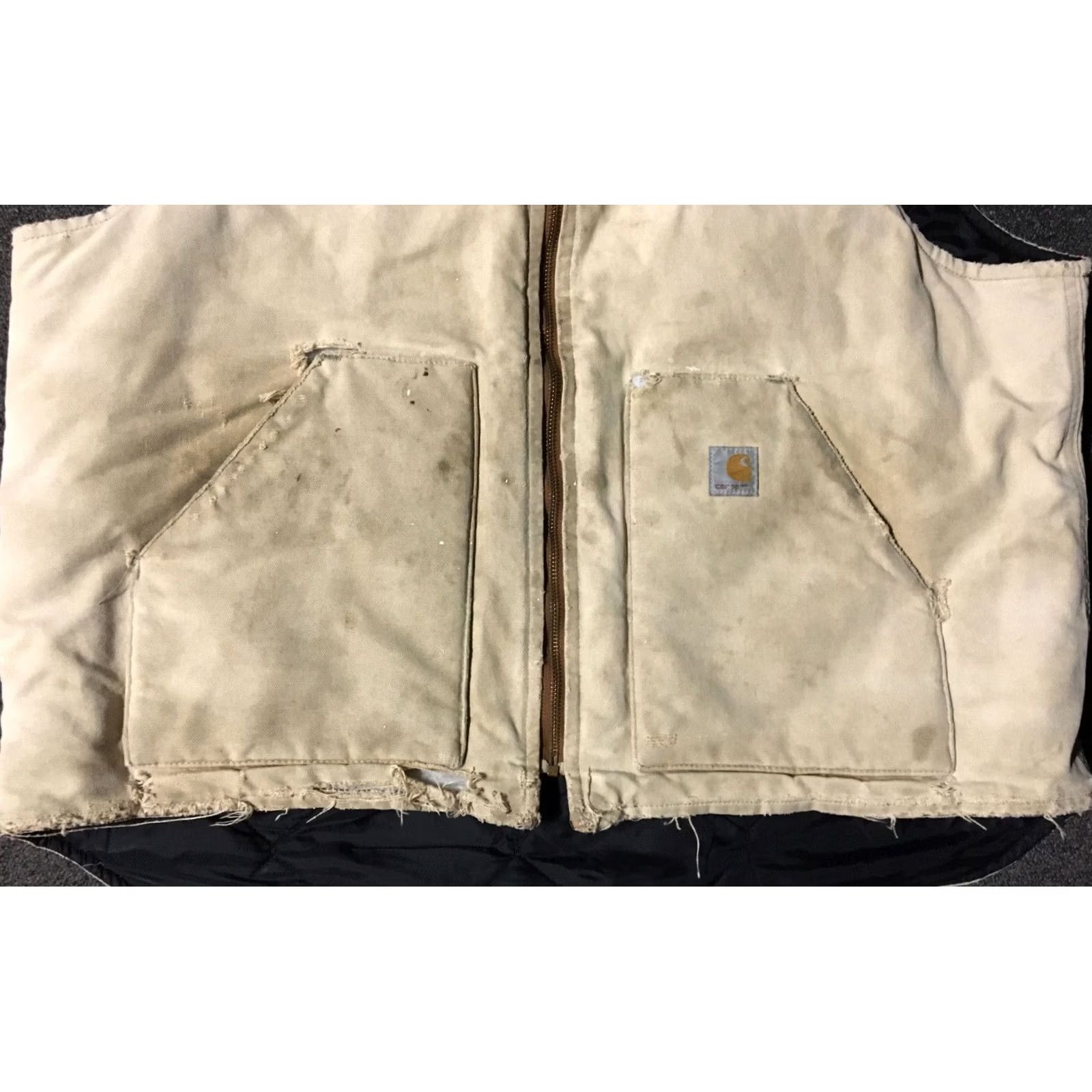 Carhartt VINTAGE Carhartt Vest 2XL Quilt Lined USA Beige Distressed 90s 80s Grunge Biker Punk Linen/Canvas Style: Motorcycle Jacket Mens Size US XXL / EU 58 / 5 - 2 Thumbnail
