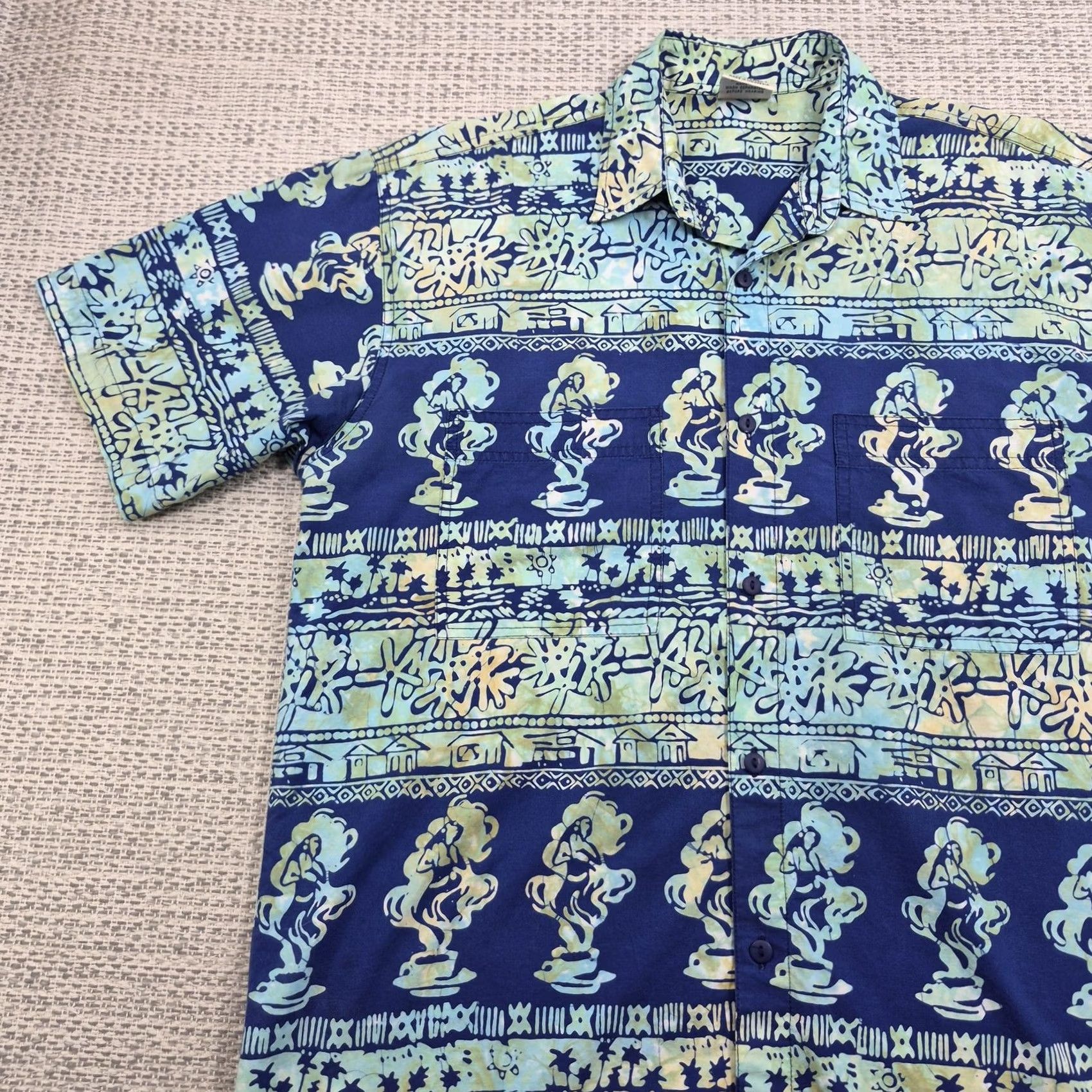 ALOHAS Rum Reggae Button Up Shirt Mens Medium Blue Hawaiian Aloha Short Sleeve Casual Shirt Size US M / EU 48-50 / 2 - 3 Thumbnail