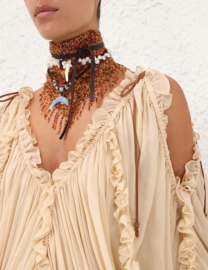 Zimmermann oc11z0226 Illuminate Draped Blouse In Nude Size L / US 10 / IT 46 - 5 Thumbnail