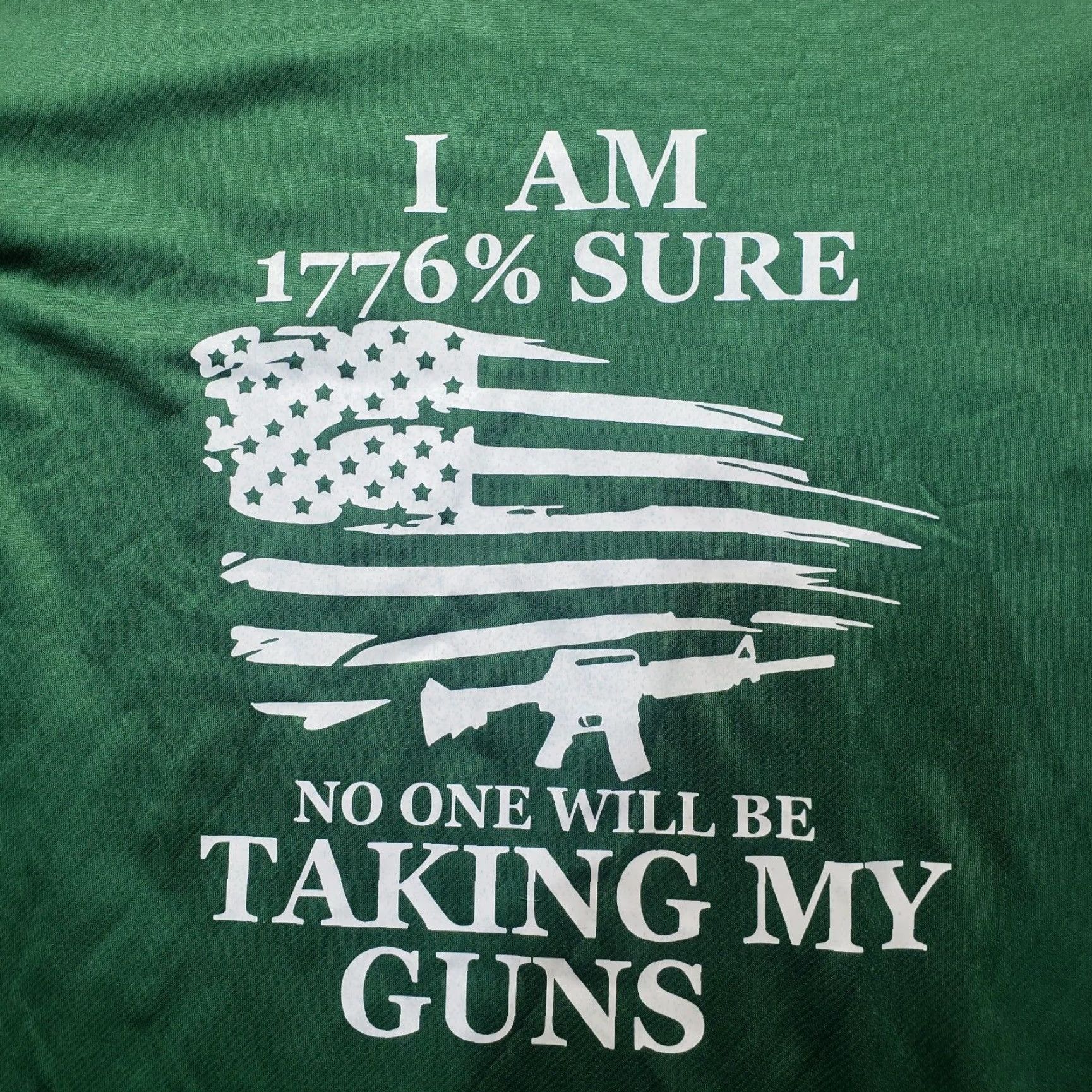 Vintage I am 1776% Sure That No One is Taking My Gun Tee T-Shirt Adult Men's L Large Shirt Green 1776 9 90s Mens Size US L / EU 52-54 / 3 - 2 Thumbnail