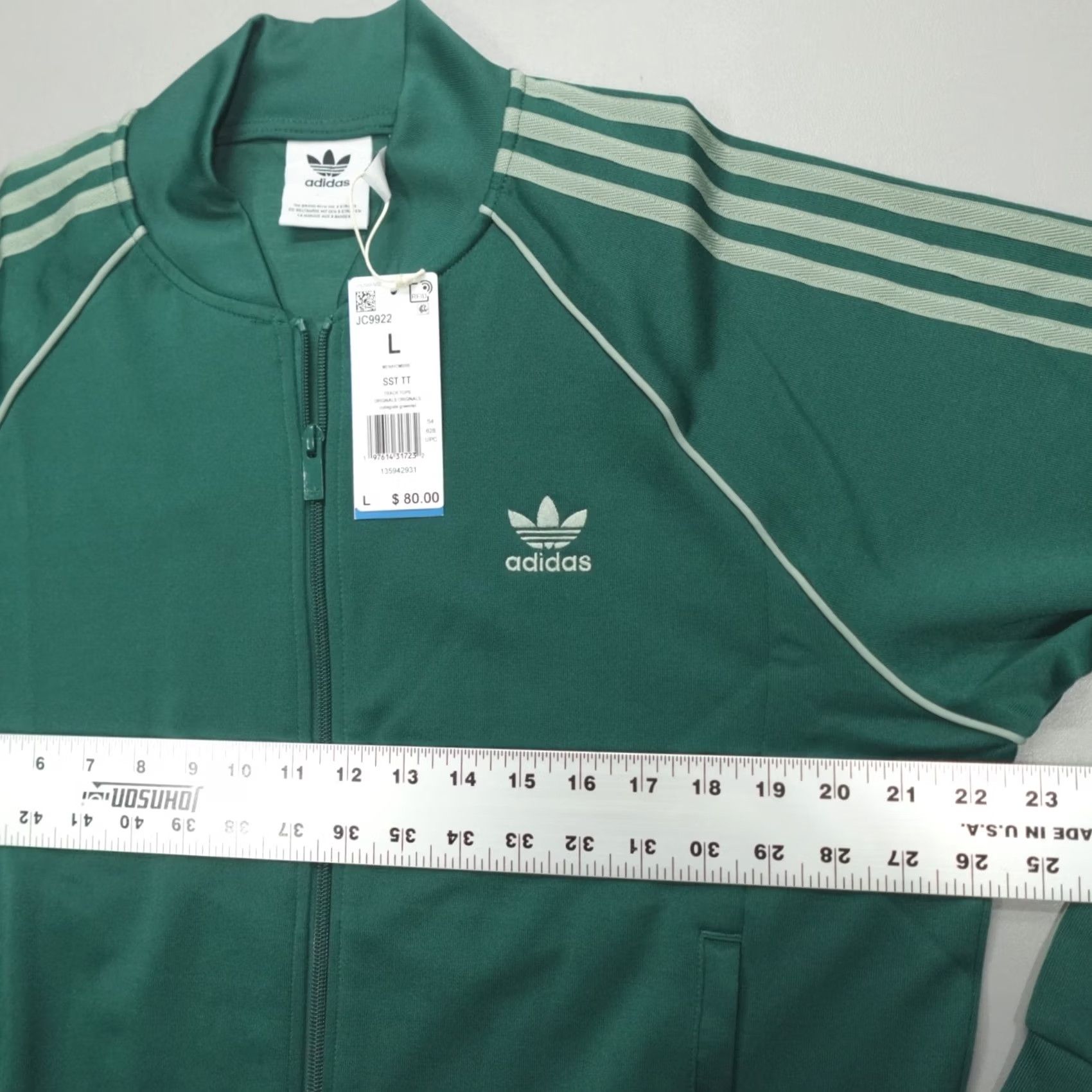 Adidas adidas Adicolor Classics SST Track Jacket Men L Green JC9922 Jacket Long Sleeve Zip Pockets Solid Logo Size US L / EU 52-54 / 3 - 6 Thumbnail