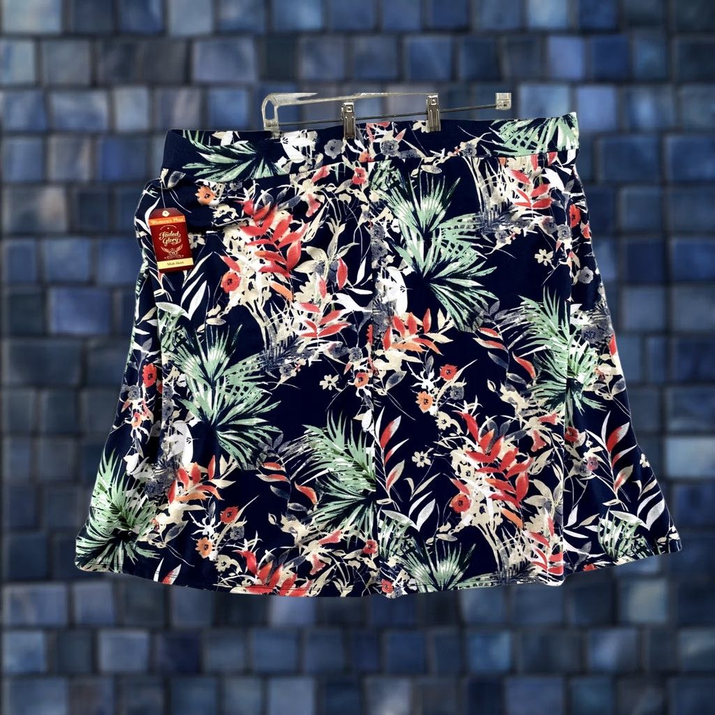 Faded Glory NWT Faded Glory Floral Hawaiian Midi Skirt Plus Size 4X Women Multicolor A-Line Beach 90s? Size 40" / US 18 - 1 Thumbnail