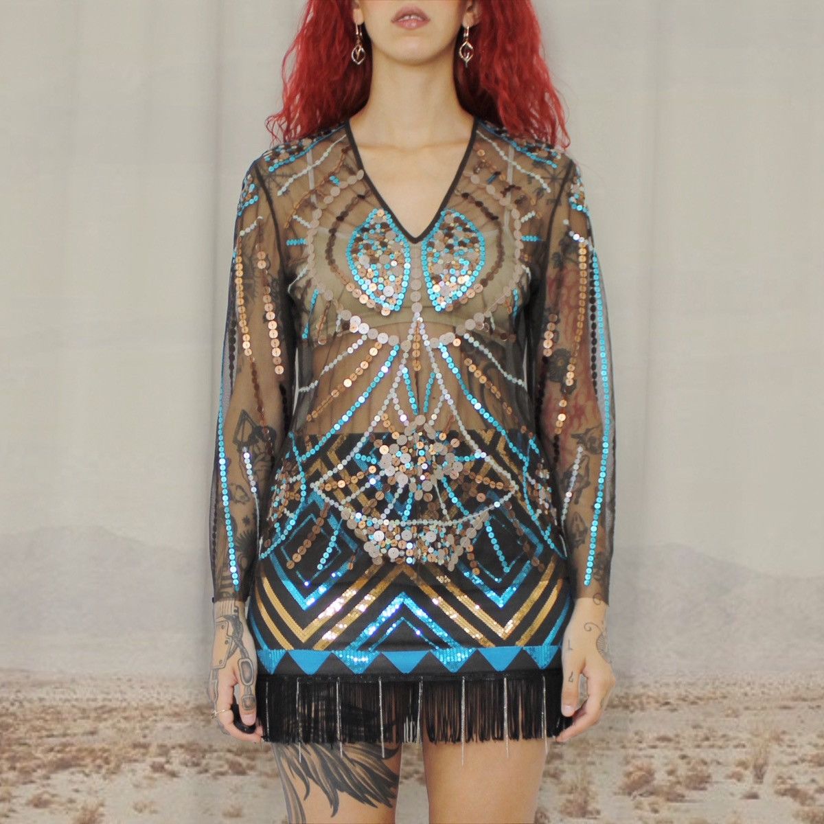 Vintage 📀SEQUINS BROWN TOP📀 Size L / US 10 / IT 46 - 1 Thumbnail