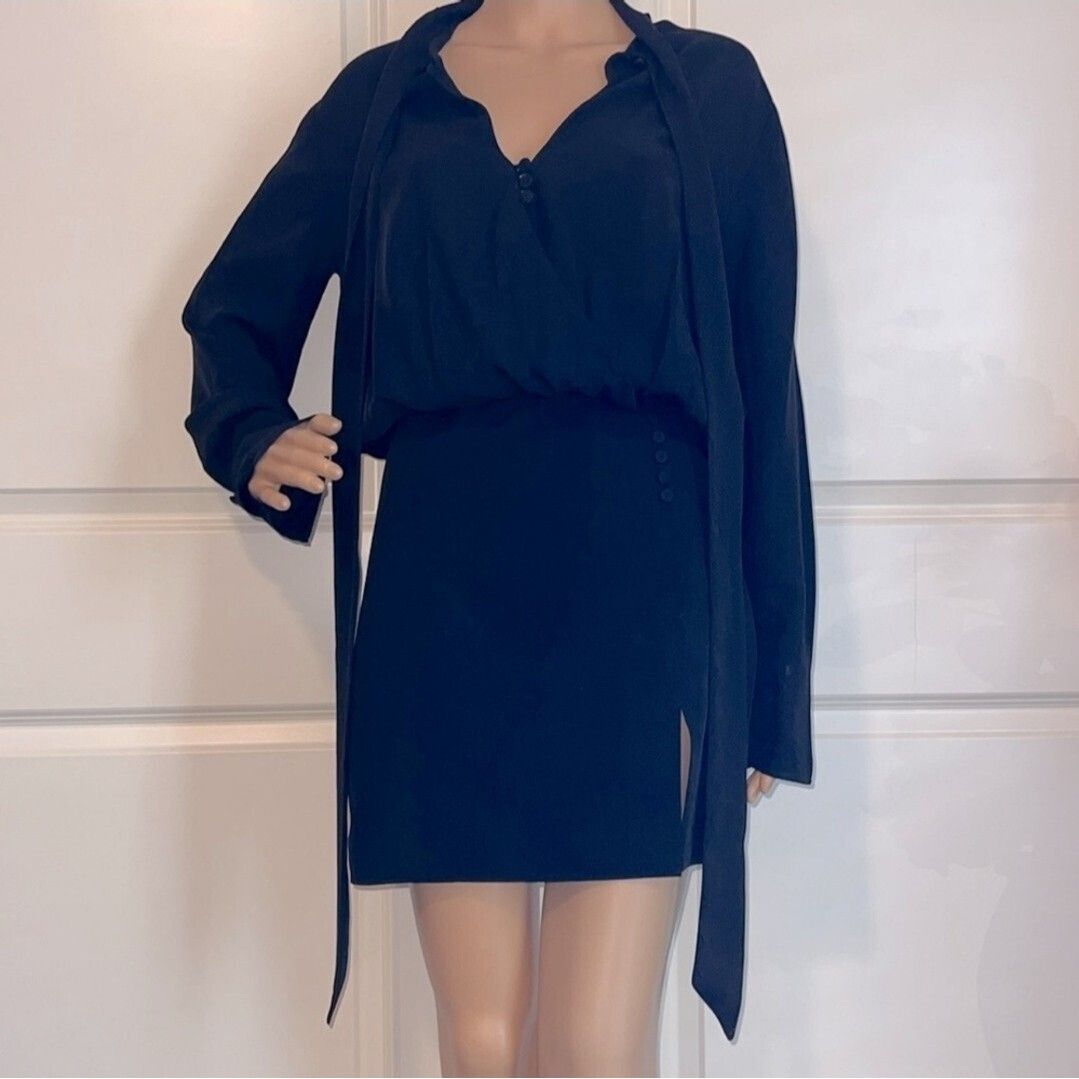 Zara ZARA Tied Mini Dress Black size M Size M / US 6-8 / IT 42-44 - 17 Thumbnail