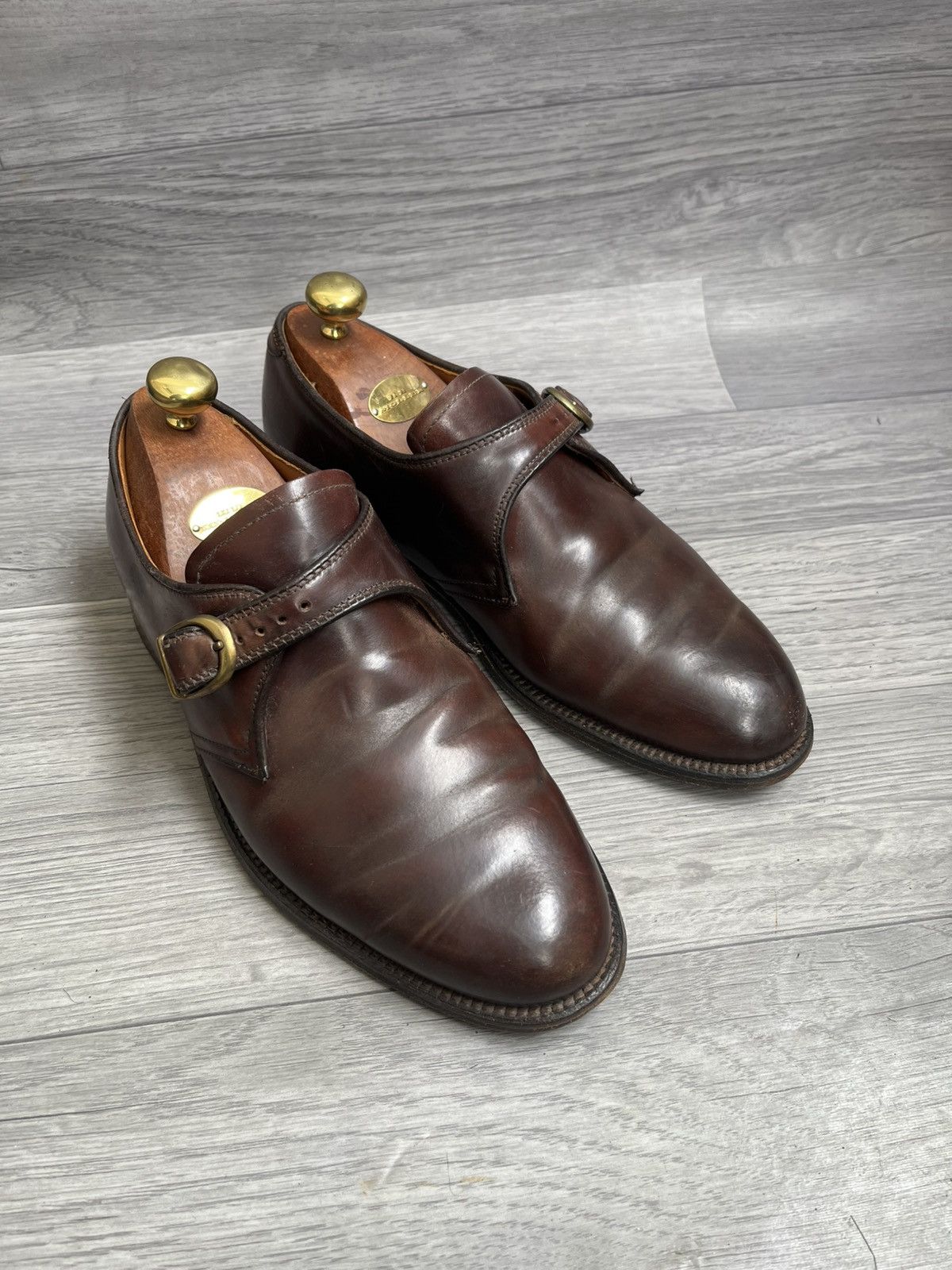 Alden Alden 975 plain toe single monk strap shell cordovan US7EE. Size US 7 / EU 40 - 12 Thumbnail