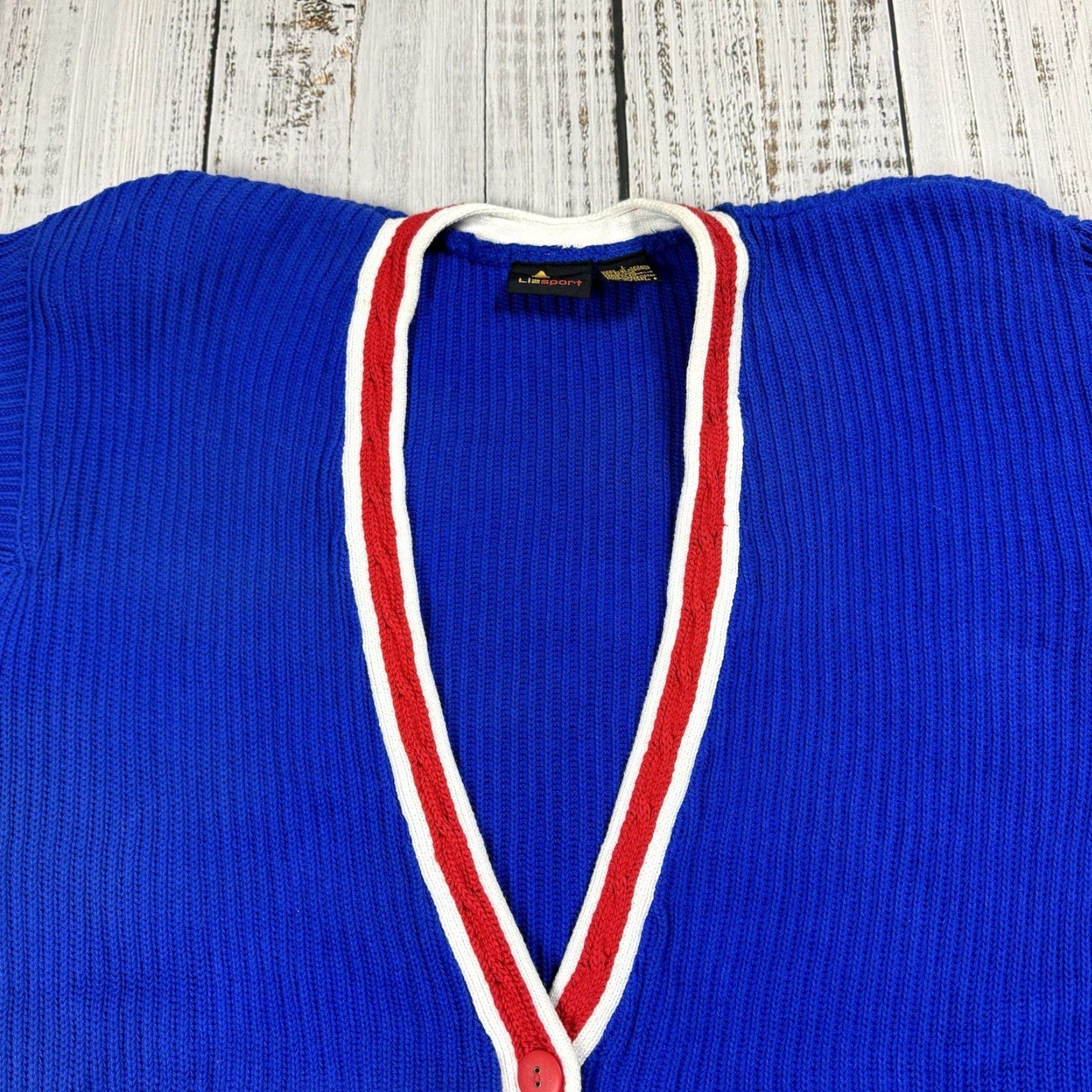 Vintage VINTAGE LizSport Cardigan Adult L Blue Cotton Knit Button Front V-Neck Long Sleeve 90s Womens Size L / US 10 / IT 46 - 2 Thumbnail