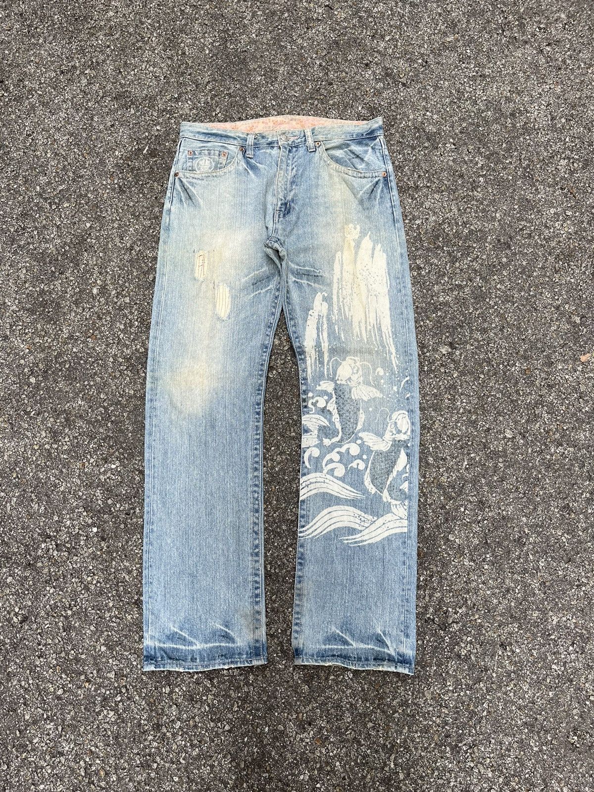 Japanese Jeans Buden Koi Fish Denim